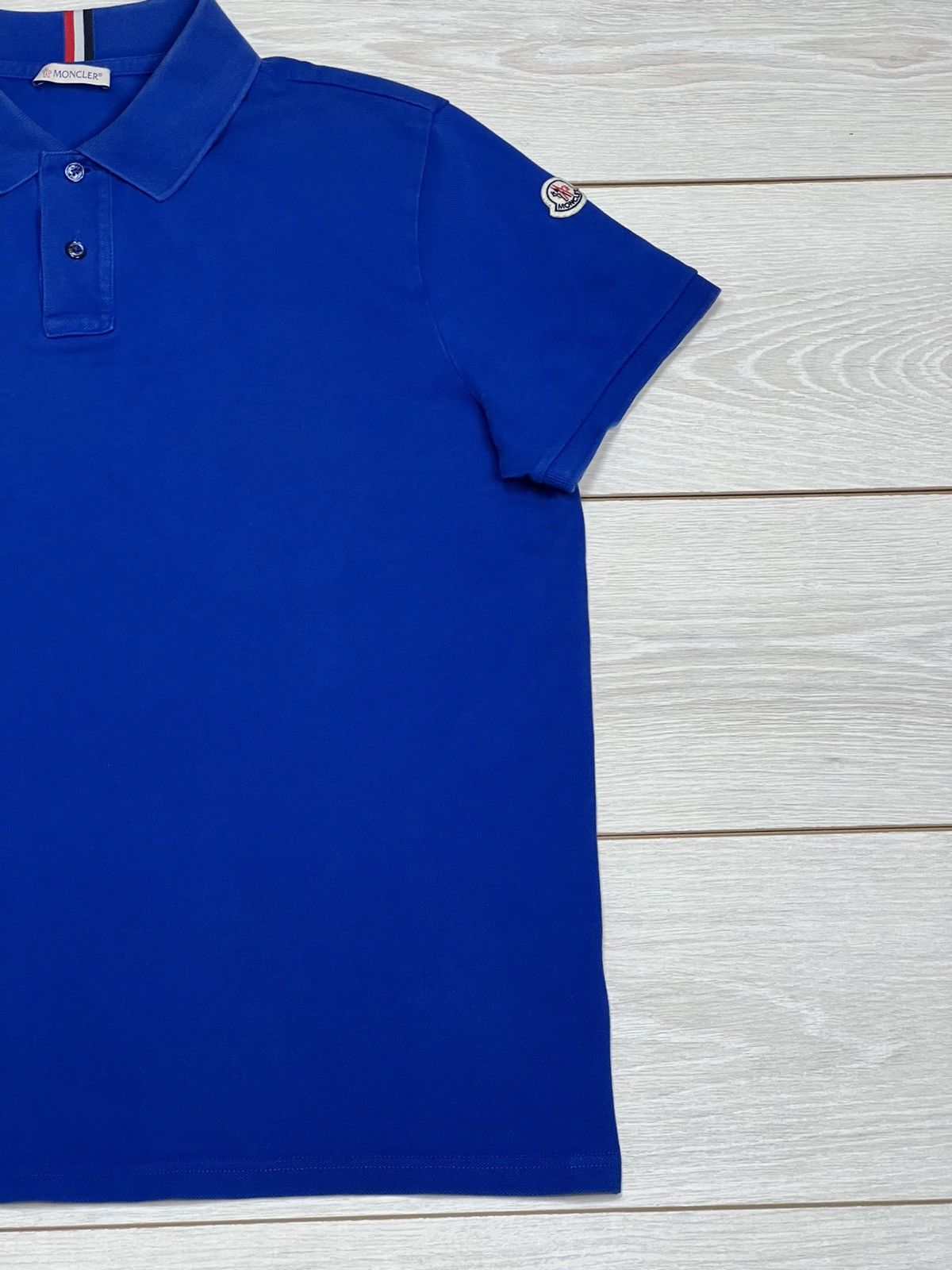 Moncler MONCLER Polo Shirt Cotton Blue Short Sleeve Logo Patch Size US L / EU 52-54 / 3 - 3 Thumbnail