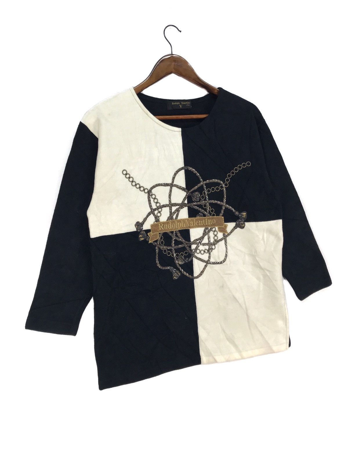 Designer × Valentino × Vintage 💥RARE💥VINTAGE RUDOLPH VALENTINO EMBROIDERY LOGO SWEATSHIRT Size M / US 6-8 / IT 42-44 - 2 Thumbnail