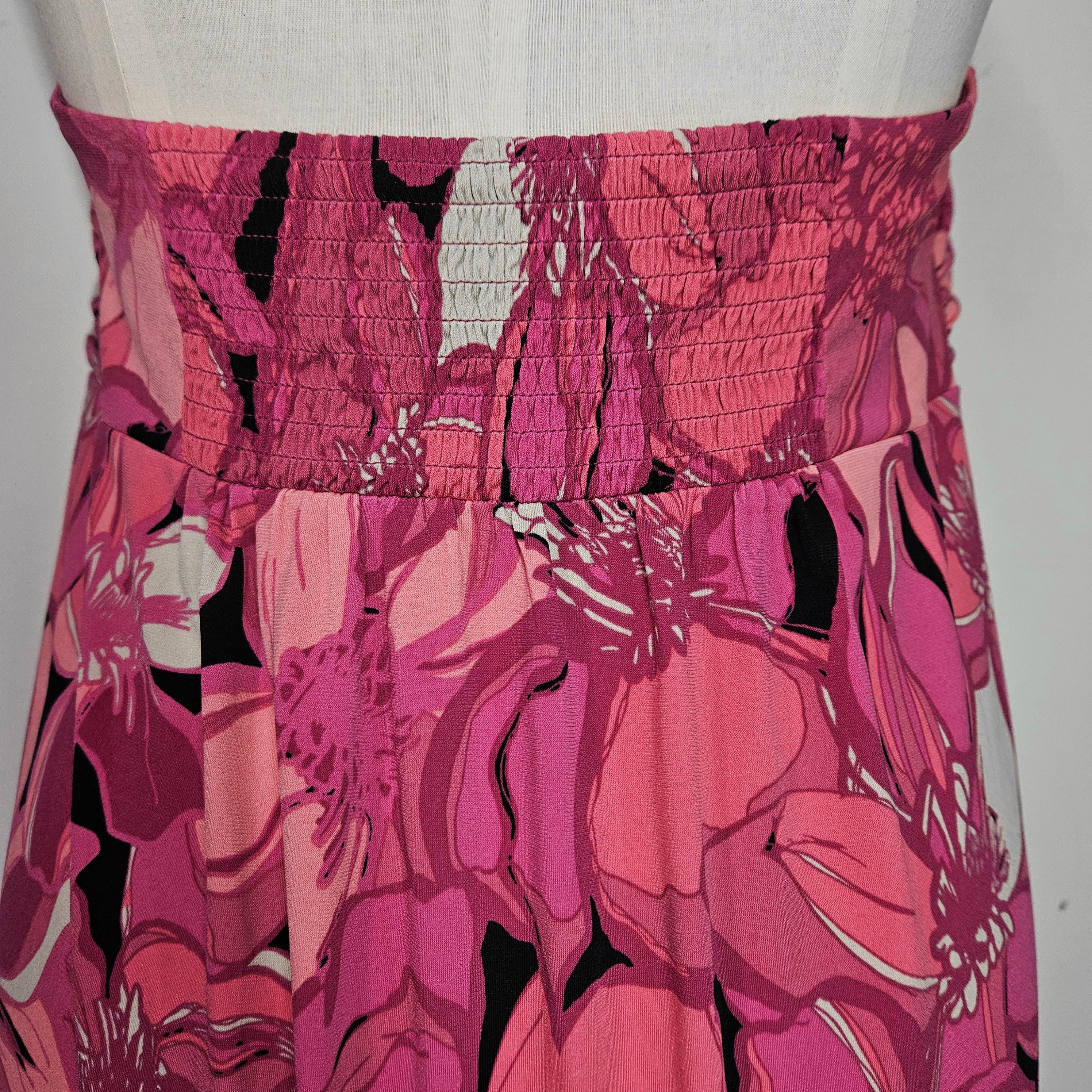 Other Elle Size XL Dress Pink Fuchsia Floral Halter Smocked Maxi Size XL / US 12-14 / IT 48-50 - 7 Thumbnail