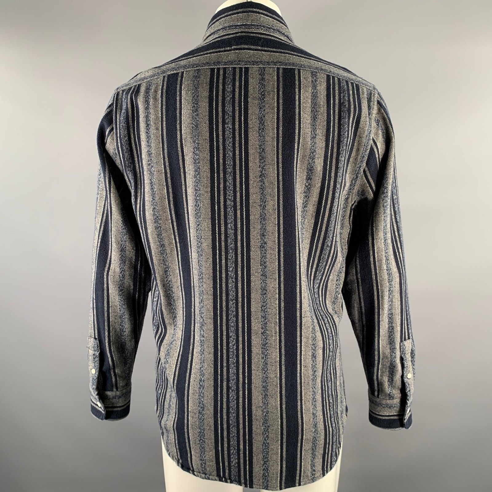 Taylor Stitch TAYLOR STITCH Blue Grey Stripe Cotton Overshirt Long Sleeve Size US M / EU 48-50 / 2 - 4 Thumbnail