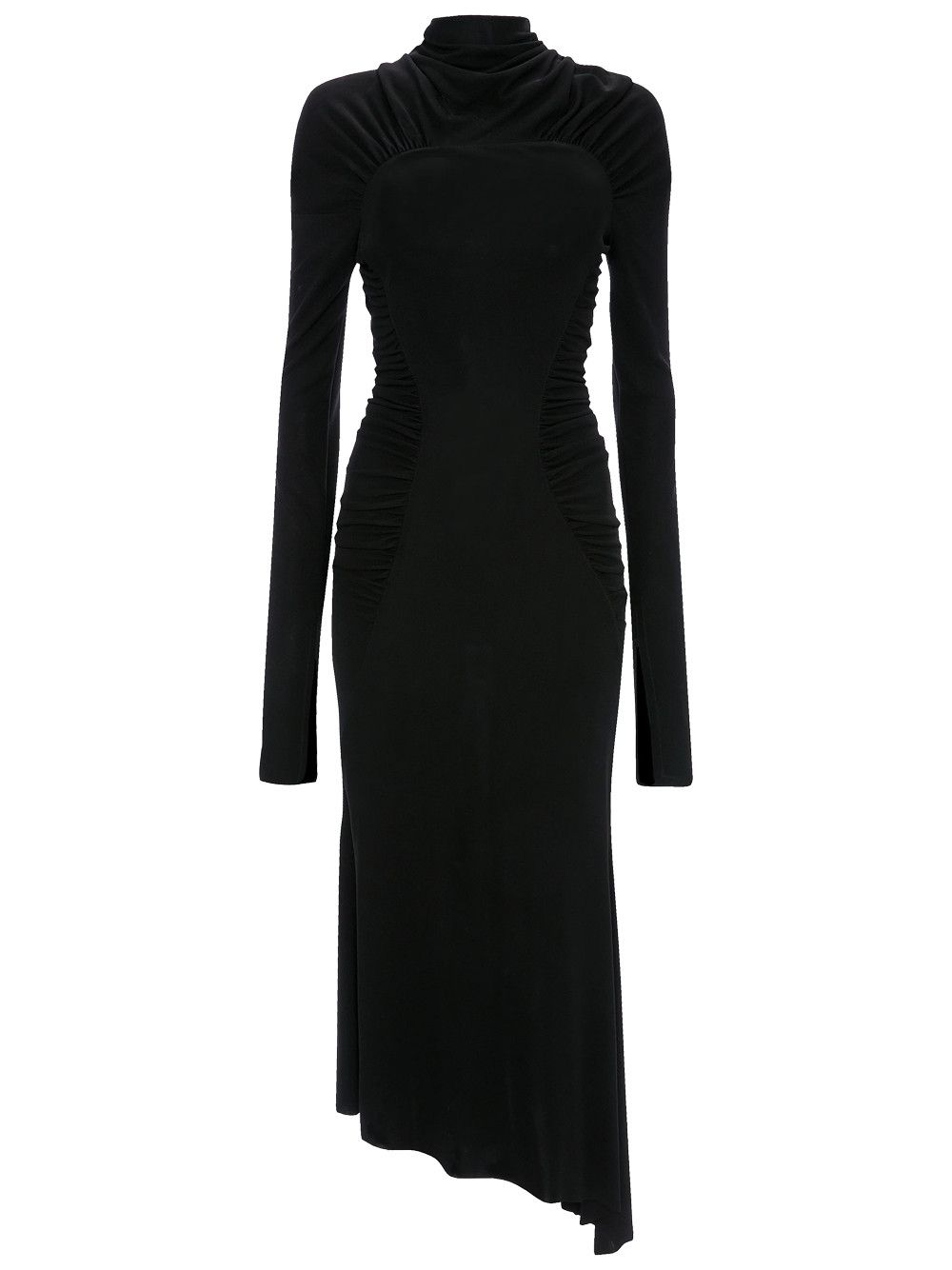 High Neck Gathered Midi Dress, Women's