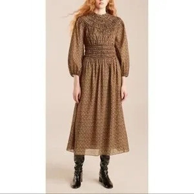 Rebecca Taylor Rebecca Taylor Feather Fleur Smocked Floral Midi Dress Size S / US 4 / IT 40 - 1 Thumbnail