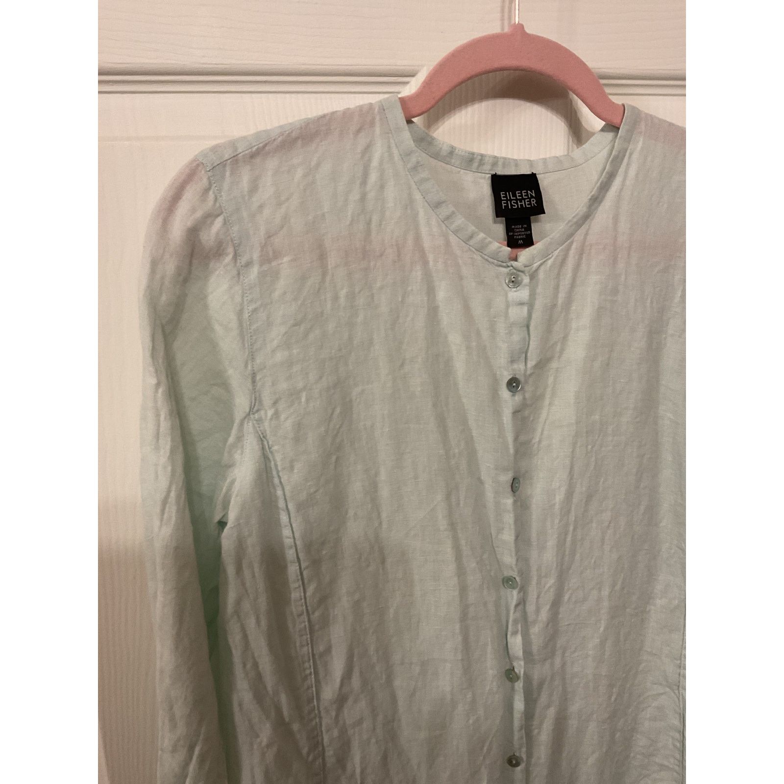 Eileen Fisher Eileen Fisher Irish Linen Mandarin Collar Button Down, M Size M / US 6-8 / IT 42-44 - 3 Thumbnail