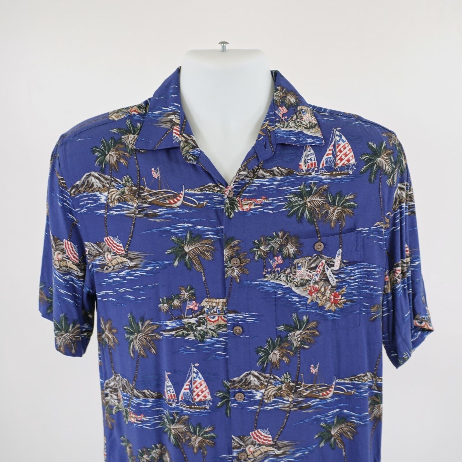 Designer Boca Classics Blue Medium Beach Sailboat Hawaiian Shirt Rayo Size US M / EU 48-50 / 2 - 1 Thumbnail