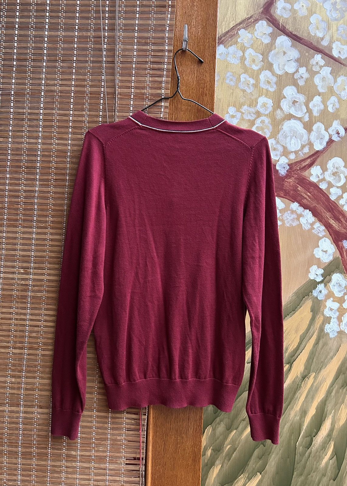 Lacoste Vintage Lacoste Live Burgundy Cotton Knit Cardigan Size 2 Size US M / EU 48-50 / 2 - 2 Thumbnail