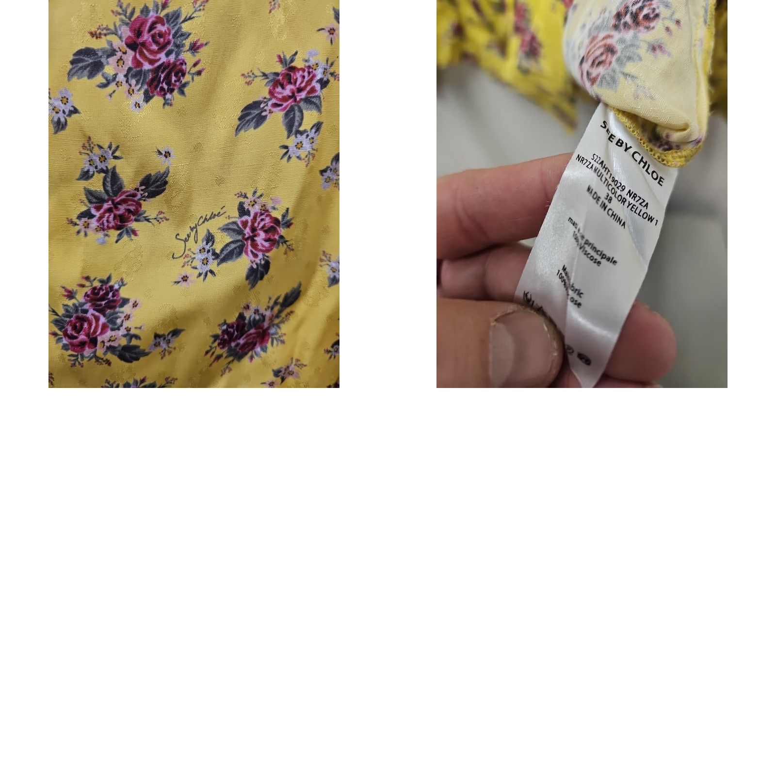 Vintage See By Chloe Yellow Floral Blouse Womens 38 Regular Long Sleeve Lace Ruffle Lightweight Casual Spring Summer Size XS / US 0-2 / IT 36-38 - 8 Thumbnail
