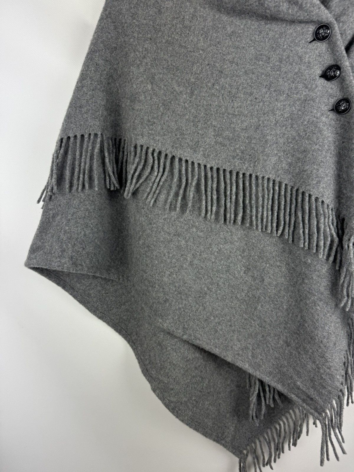 Japanese Brand Rope Ladies Japanese Wool Cape Poncho With Fringe Size ONE SIZE - 7 Thumbnail