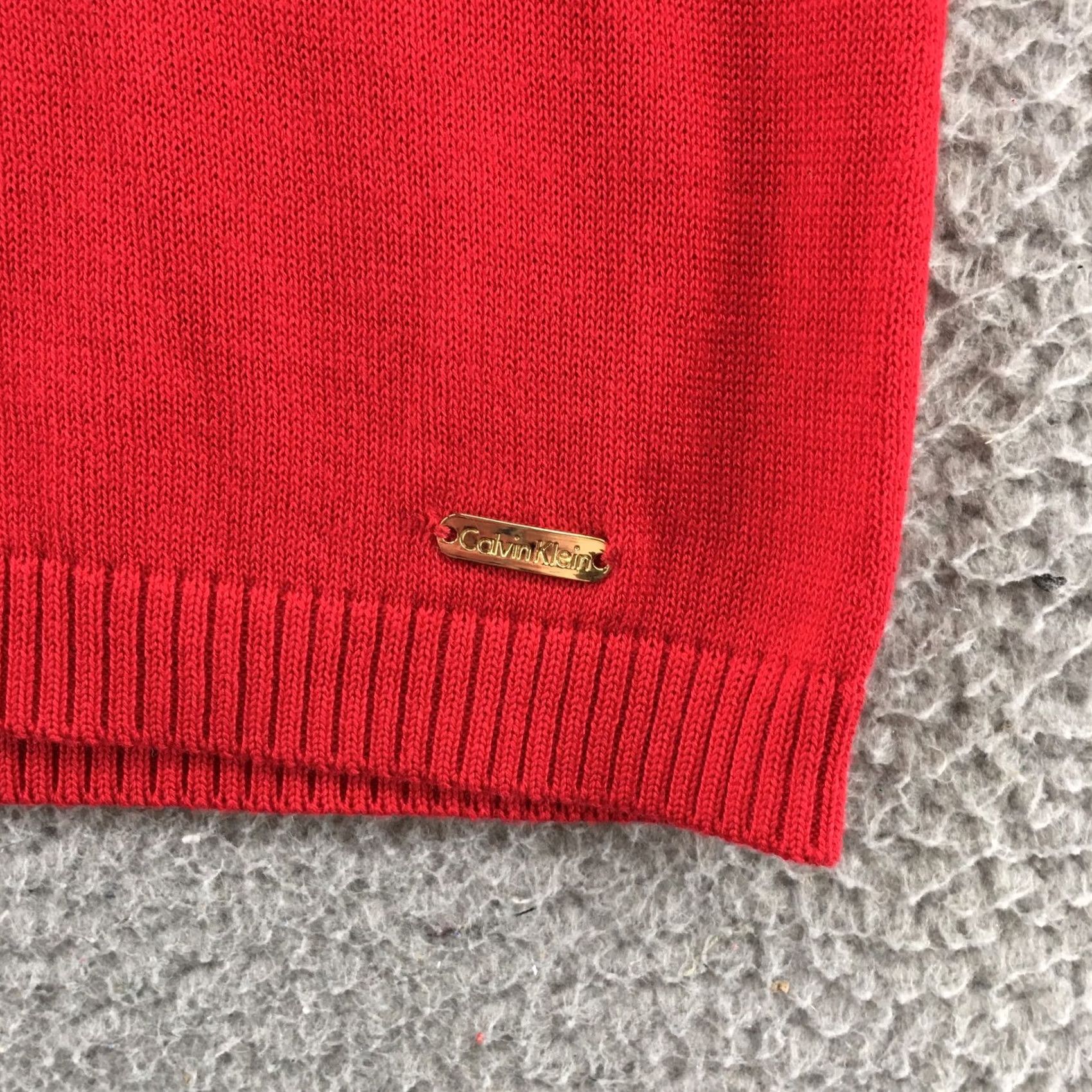 Calvin Klein Calvin Klein Collection Knit Tee Top Womens XL Red Cotton Blend Sequins Round Neck Pullover Shirt Womens XL Red Sequins Knit Tee Top Size XL / US 12-14 / IT 48-50 - 7 Thumbnail