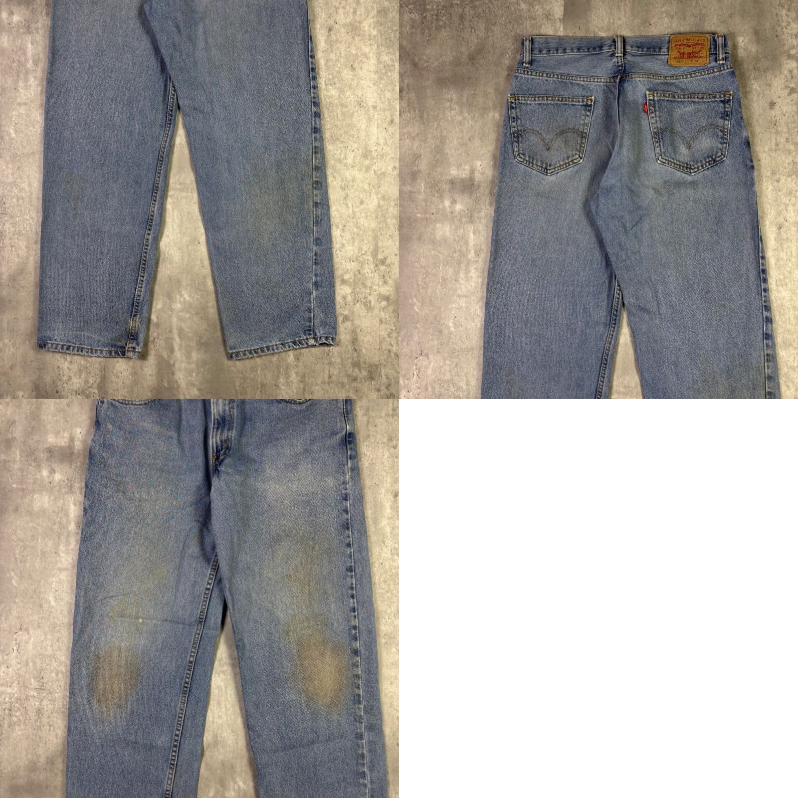 Levi's VINTAGE Levi's 550 Relaxed Fit Tapered Leg Jeans Mens 32x30 Blue Denim Medium Wash 90s, Distressed, 5-Pocket, Zip Button Closure, Denim Jeans Mens Size US 32 / EU 48 - 8 Thumbnail