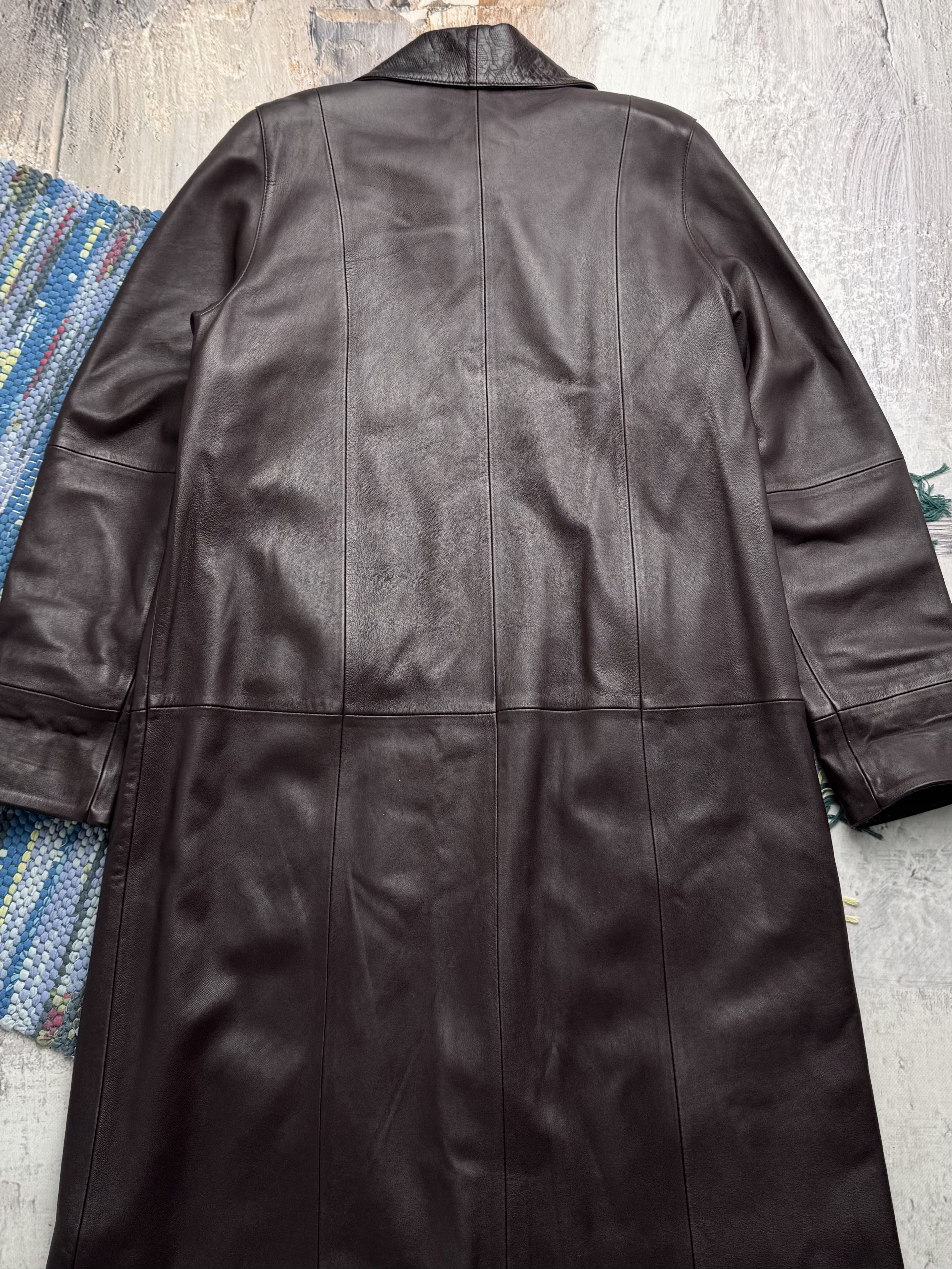 Vintage Vintage Long Leather Coat A8(V1)D15 Size L / US 10 / IT 46 - 10 Thumbnail