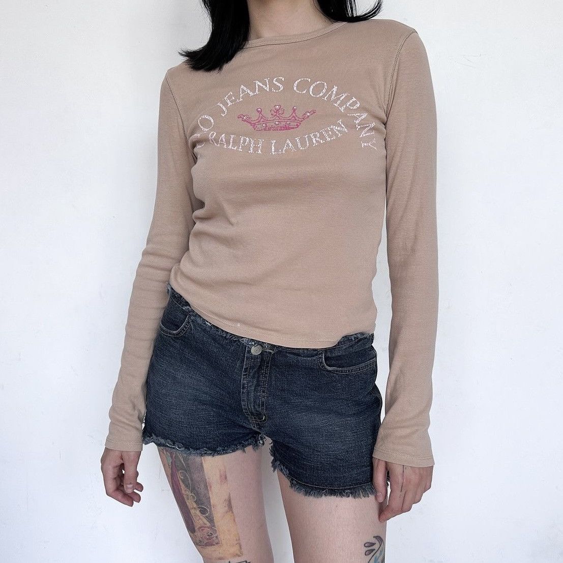 Polo Ralph Lauren × Vintage Ralph Lauren beige cotton long sleeve top Y2K Size M / US 6-8 / IT 42-44 - 2 Thumbnail