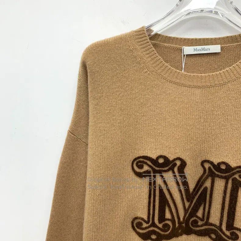 Max Mara Max Mara Brown Logo Letter Embroidered Cashmere Round Neck Size S / US 4 / IT 40 - 3 Thumbnail