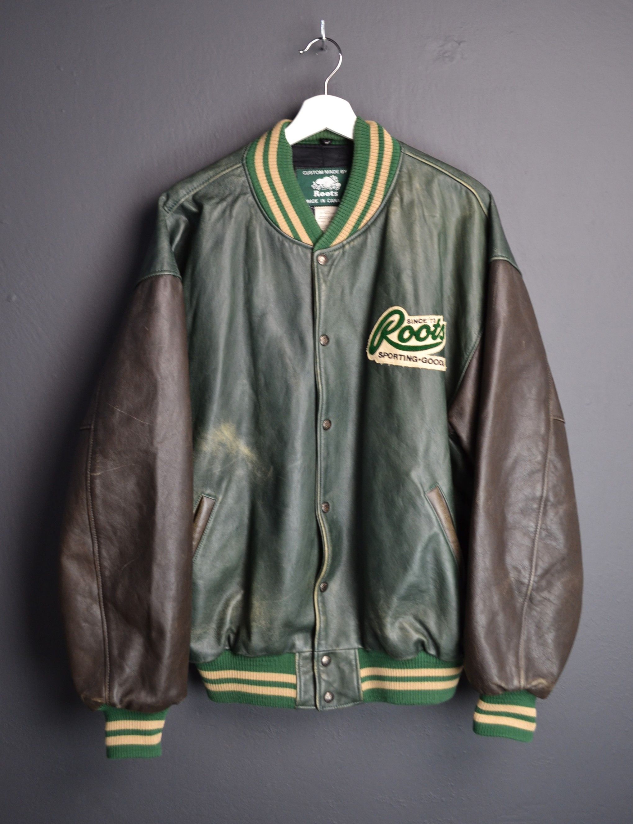 Roots Roots Vintage 90s Green Ford Build Tough Leather Varsity XXL Size US XXL / EU 58 / 5 - 4 Thumbnail