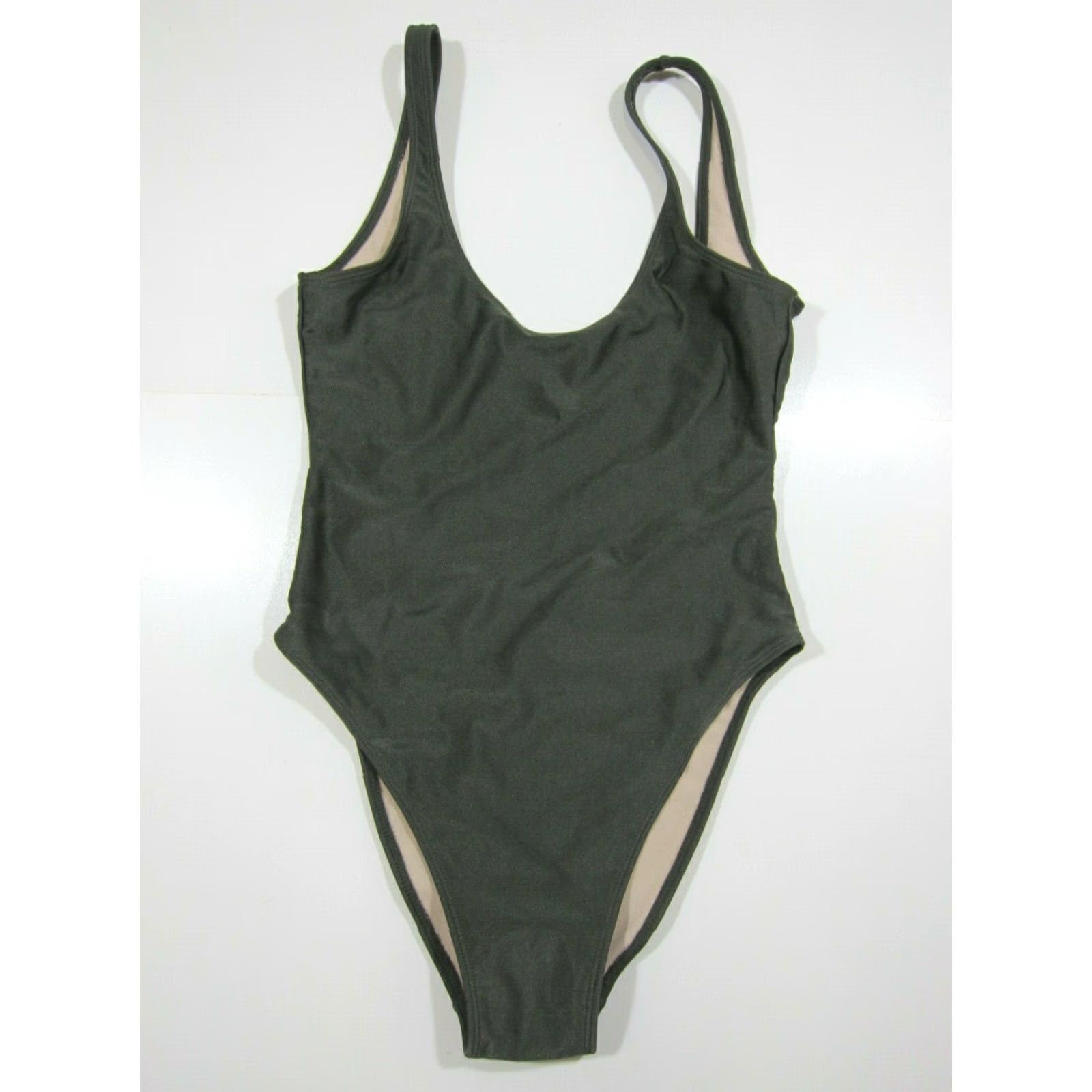 Vintage NWT Dixperfect Army Green 80's 90's High Cut One Piece Swimsuit Small Womens Size ONE SIZE - 4 Thumbnail