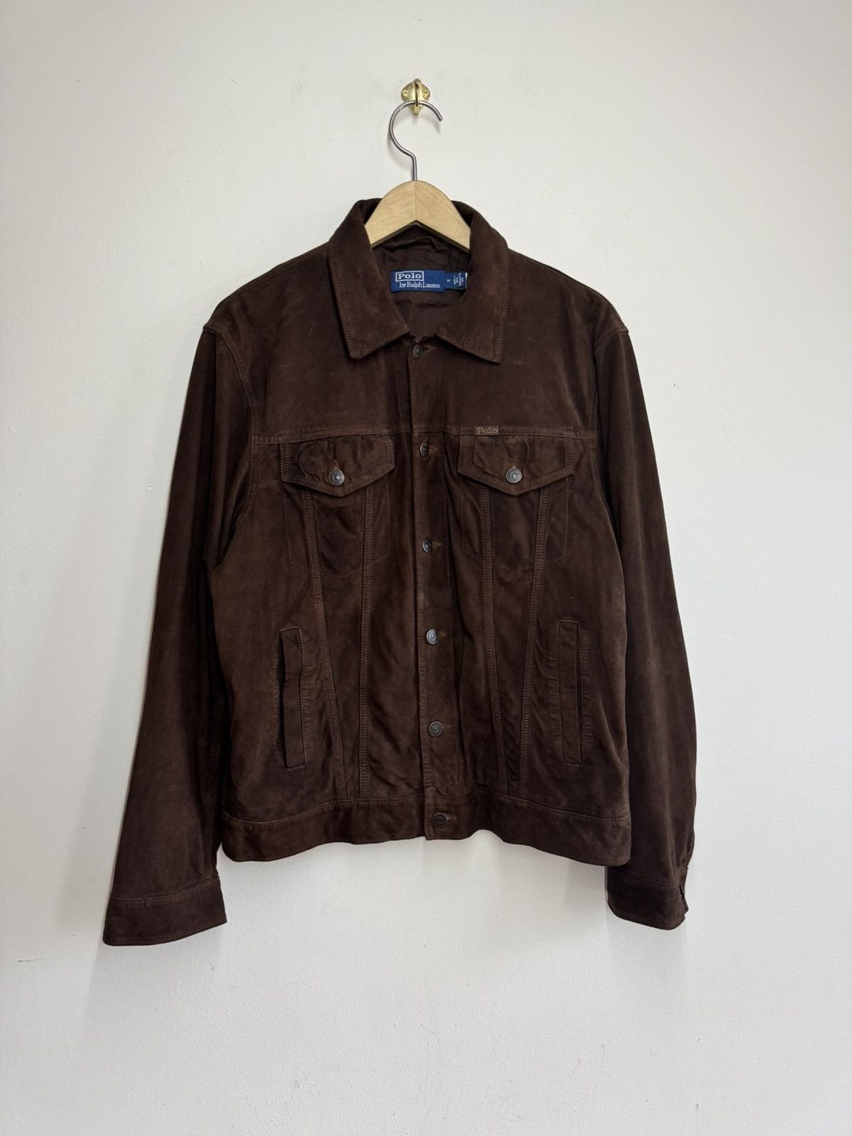 Polo Ralph Lauren Polo Ralph Lauren Goat Suede Trucker Jacket Tobacco Brown Size US M / EU 48-50 / 2 - 1 Thumbnail