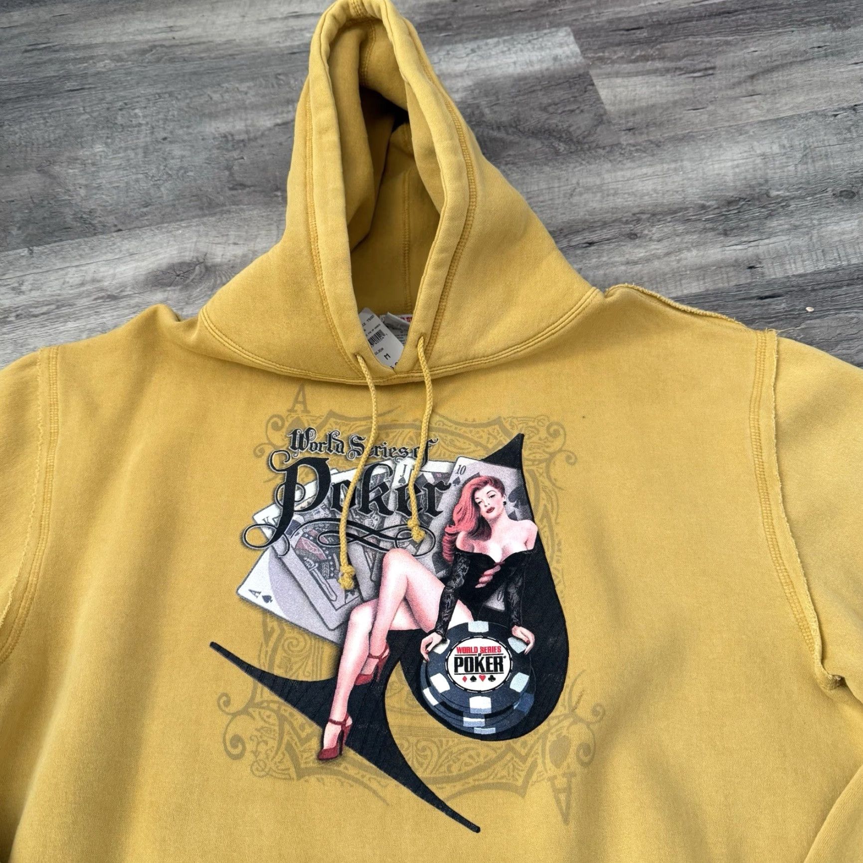 Vintage WSOP World Series Of Poker Oversized Hoodie Mens Sz Medium Dijon Gold Pullover NEW Size US M / EU 48-50 / 2 - 6 Thumbnail