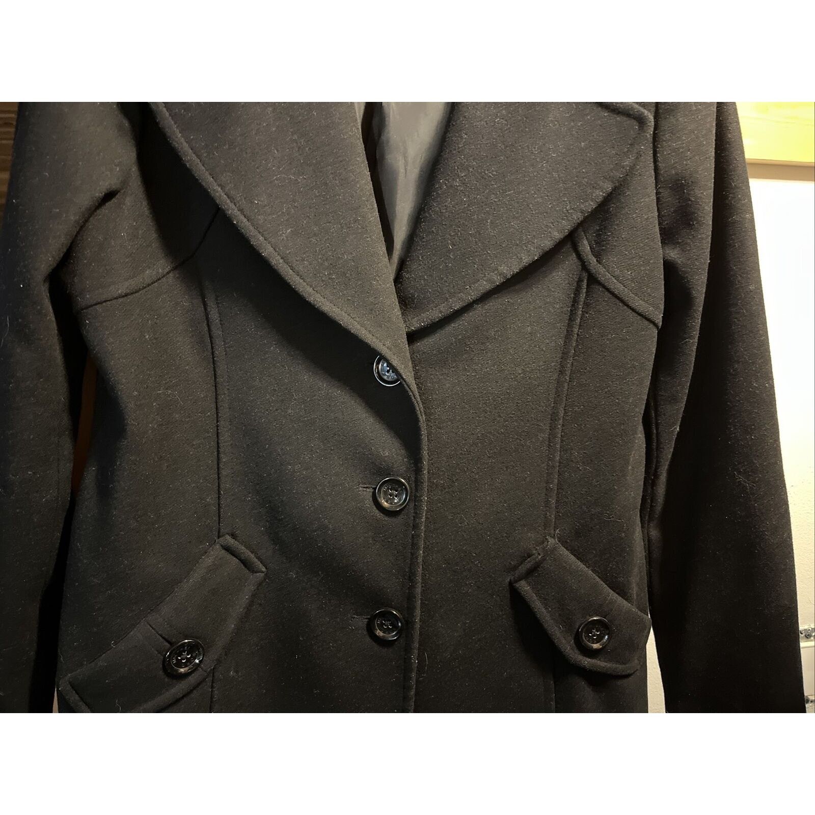 Michael Kors Michael Kors Women’s Size 10 M Black Wool LS Button Coat Size L / US 10 / IT 46 - 7 Thumbnail