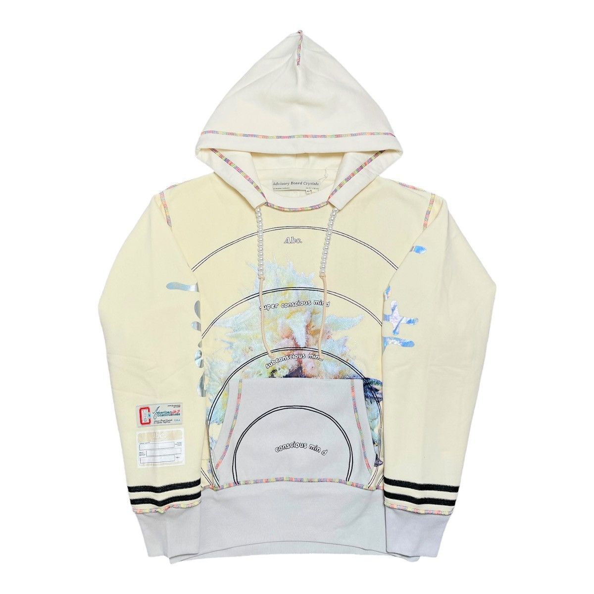 image of Advisory Board Crystals Abc Super Conscious Mind Hooded Sweatshirt Cream, Men's (Size XL)