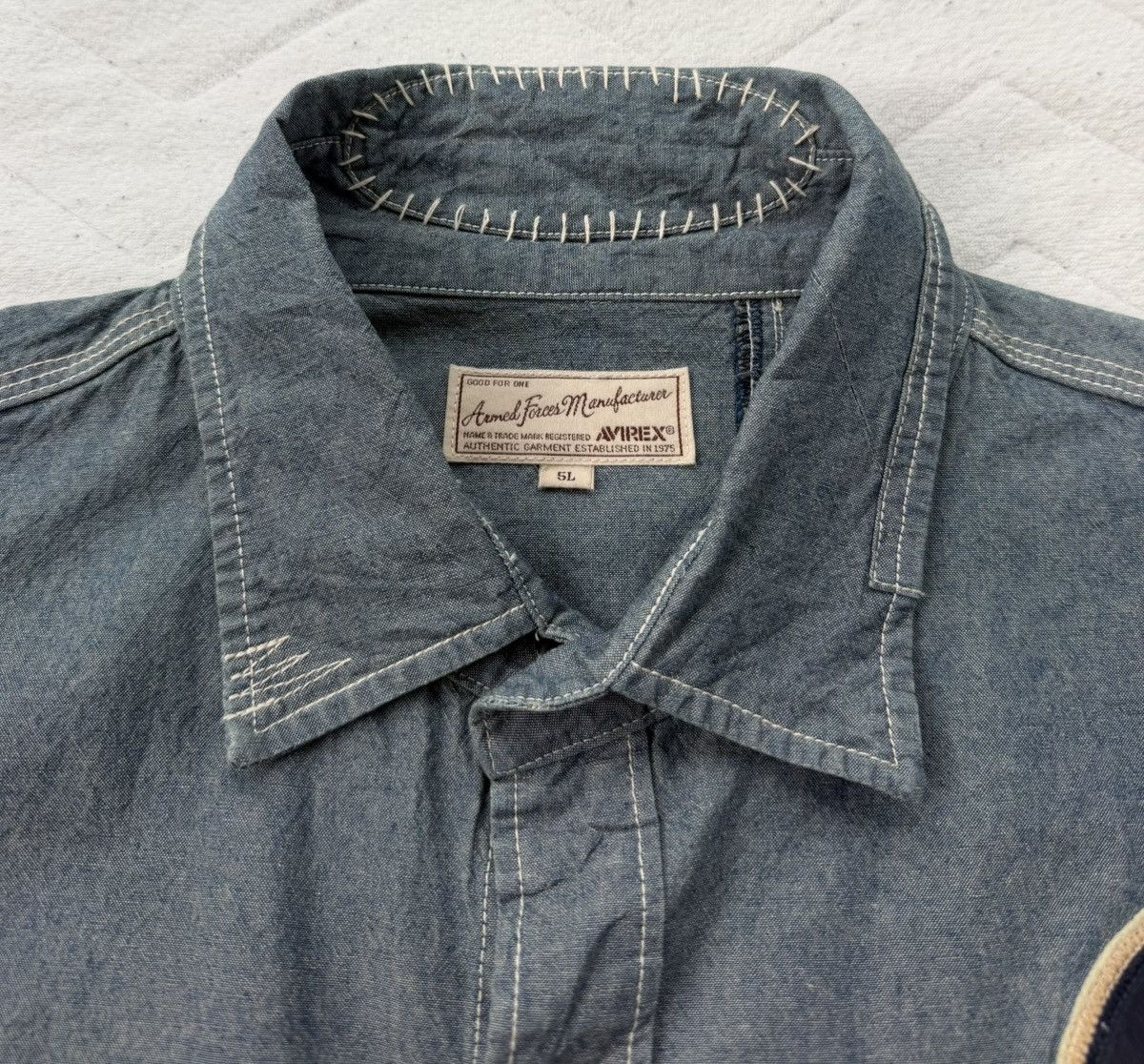 Avirex Avirex U.S Navy Patch Shirt Military Workwear Denim Style Size US XXL / EU 58 / 5 - 18 Thumbnail