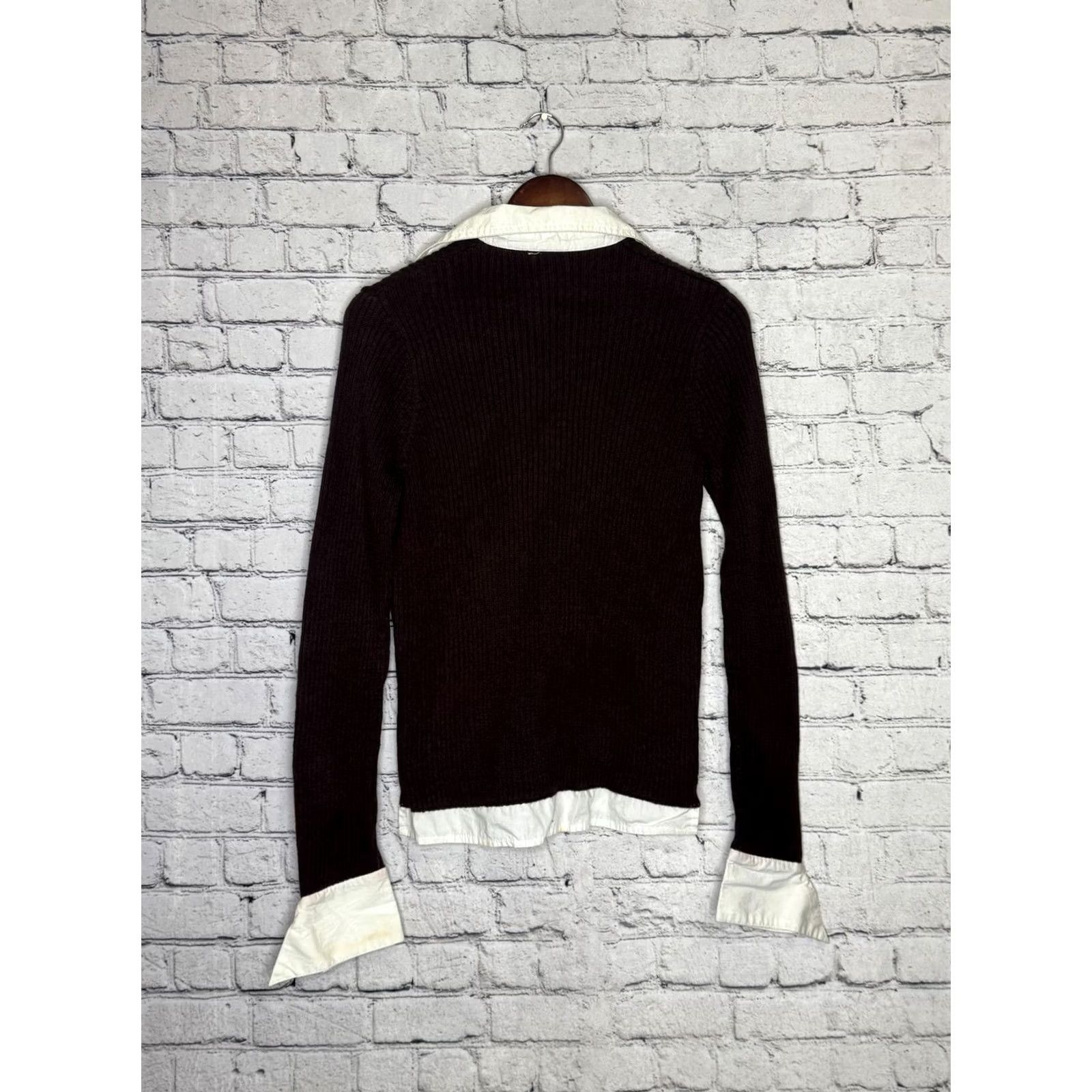 Vintage VINTAGE Fiorellini International Women's Knit Top Shirt Detail Brown, S, Long Sleeve, Pullover, 100% Cotton, Collared, Solid, Regina Style, Women Size S / US 4 / IT 40 - 2 Thumbnail