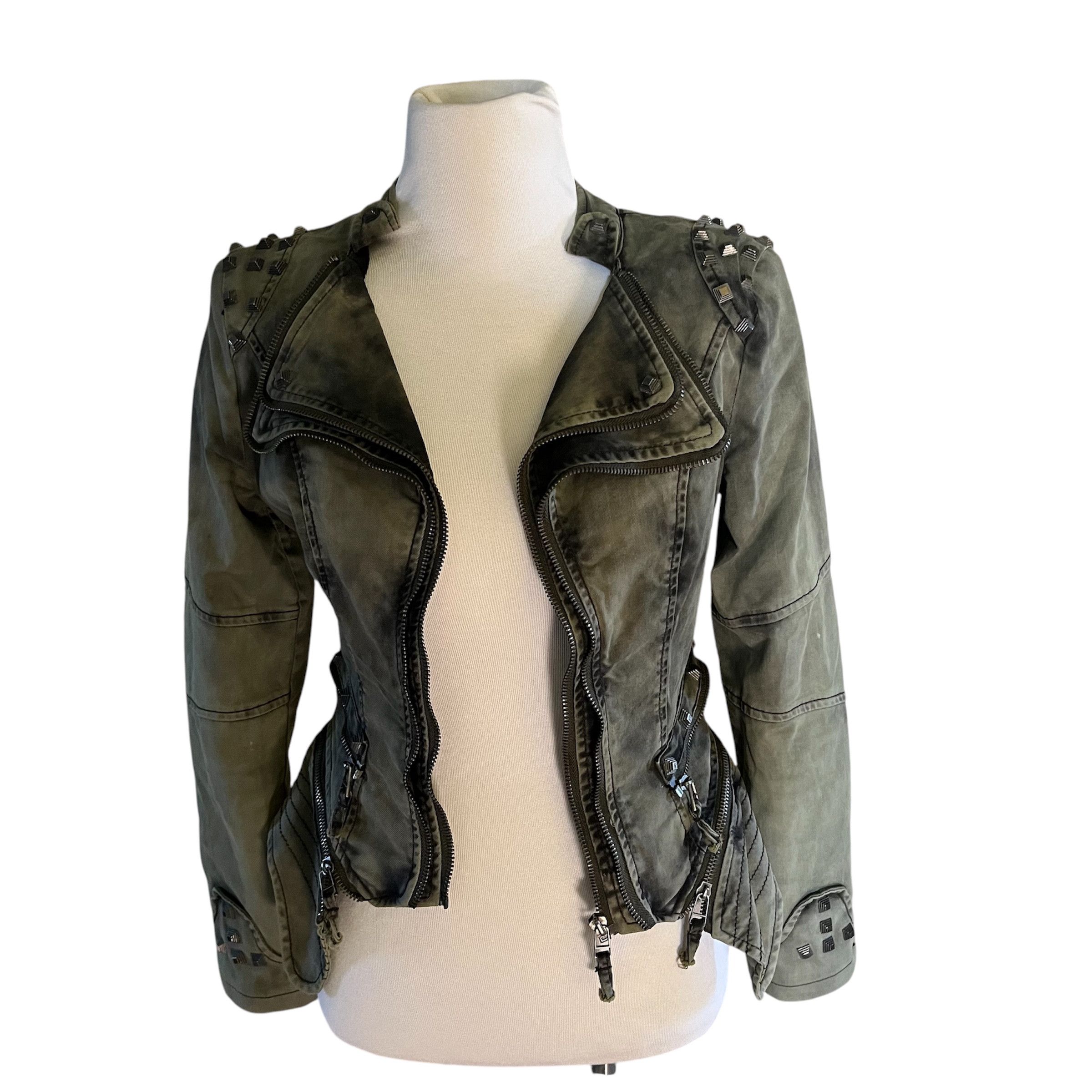 Vintage Studded Steampunk Women's denim Jacket Size S / US 4 / IT 40 - 1 Thumbnail