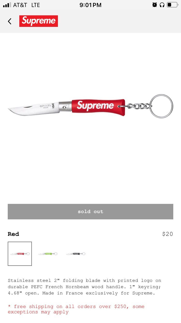 Supreme Supreme@/Opinel@ No. 4 Knife Keychain Size ONE SIZE - 2 Thumbnail