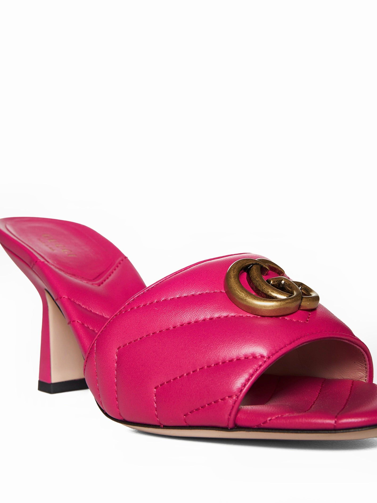 image of Gucci Double G Leather Slide Sandals Size 40 in Pink, Women's