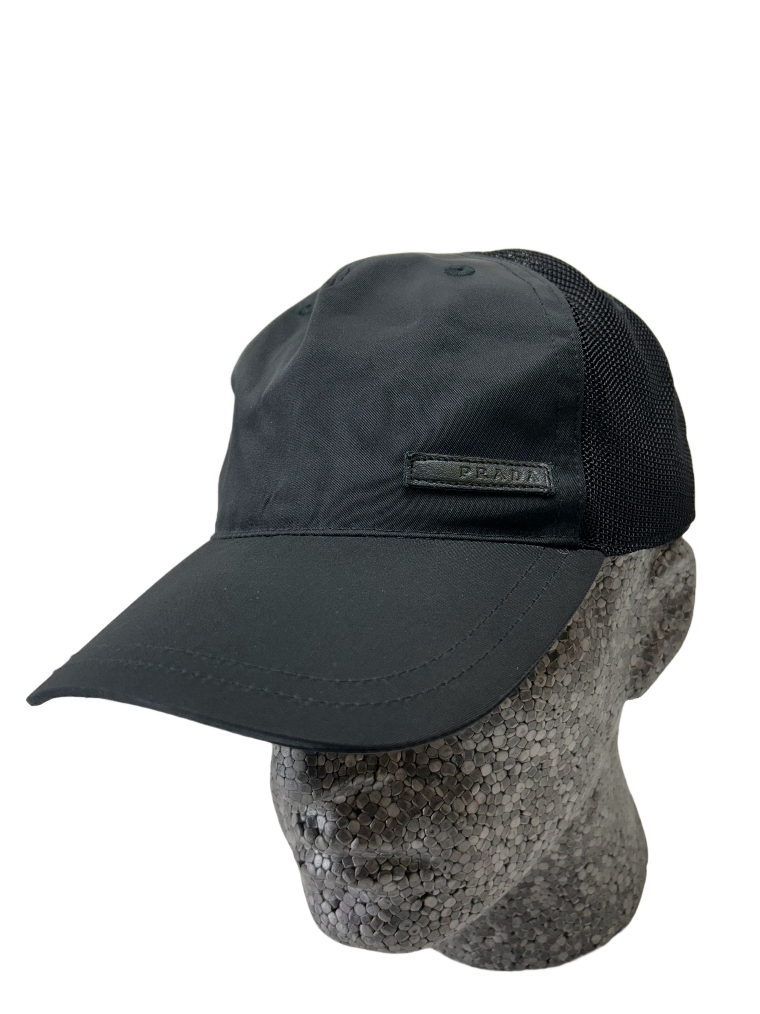 Prada Prada Linea Rossa Black Nylon Baseball Style Trucker Hat Size 38 - 3 Thumbnail