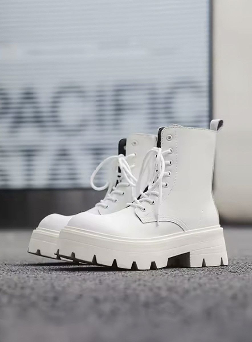 Chunky Platform Split Leather Combat Boots