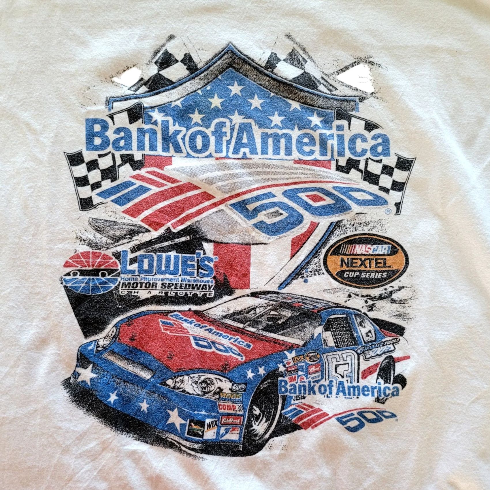 Hanes VINTAGE Bank of America 500 NASCAR 2007 T-Shirt XL Hanes White 100% Cotton Size US XL / EU 56 / 4 - 2 Thumbnail
