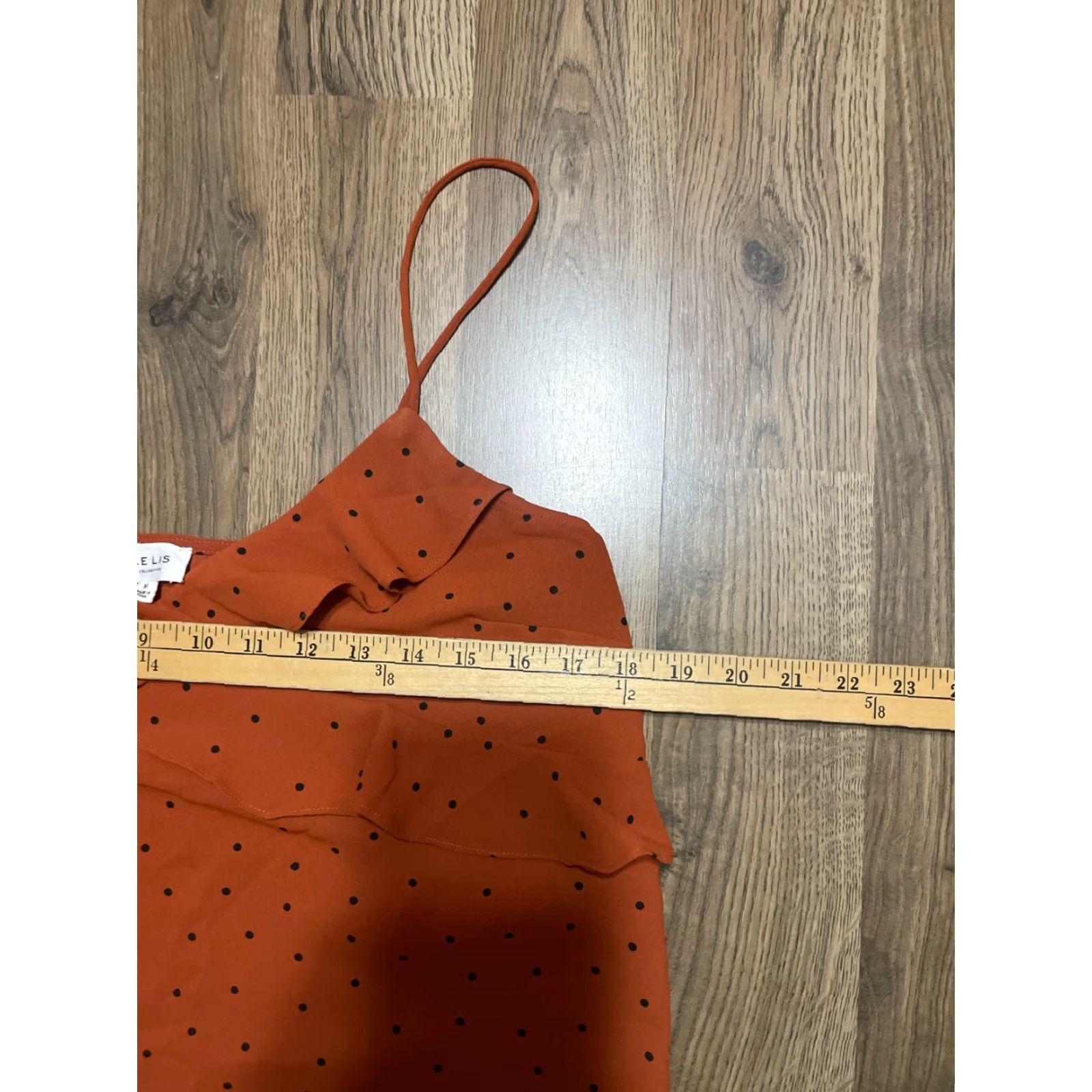 Vintage Lelis Tank Top Women M Brown Black Polka Dots Ruffle Sleeveless Size M / US 6-8 / IT 42-44 - 5 Thumbnail
