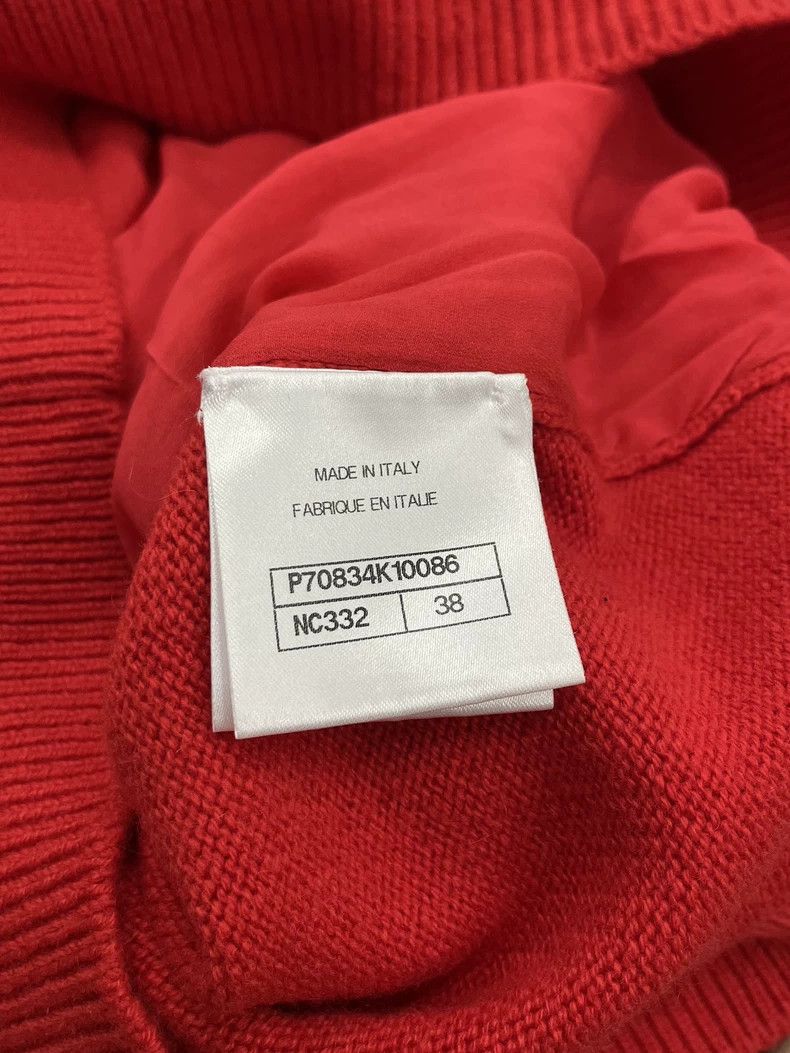 Chanel Chanel Red heavy industry pearl chain letter cashmere swea Size XS / US 0-2 / IT 36-38 - 6 Thumbnail