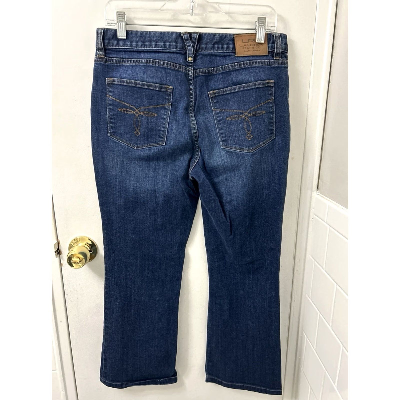 CO Lauren Jeans Co Ralph Lauren Womens Petite 10P Medium Blue Denim Cropped 25in Inseam 5-Pocket Zipper Button Classic Straight Leg Varsity Style Jeans Size 24" / US 00 / IT 34 - 7 Thumbnail