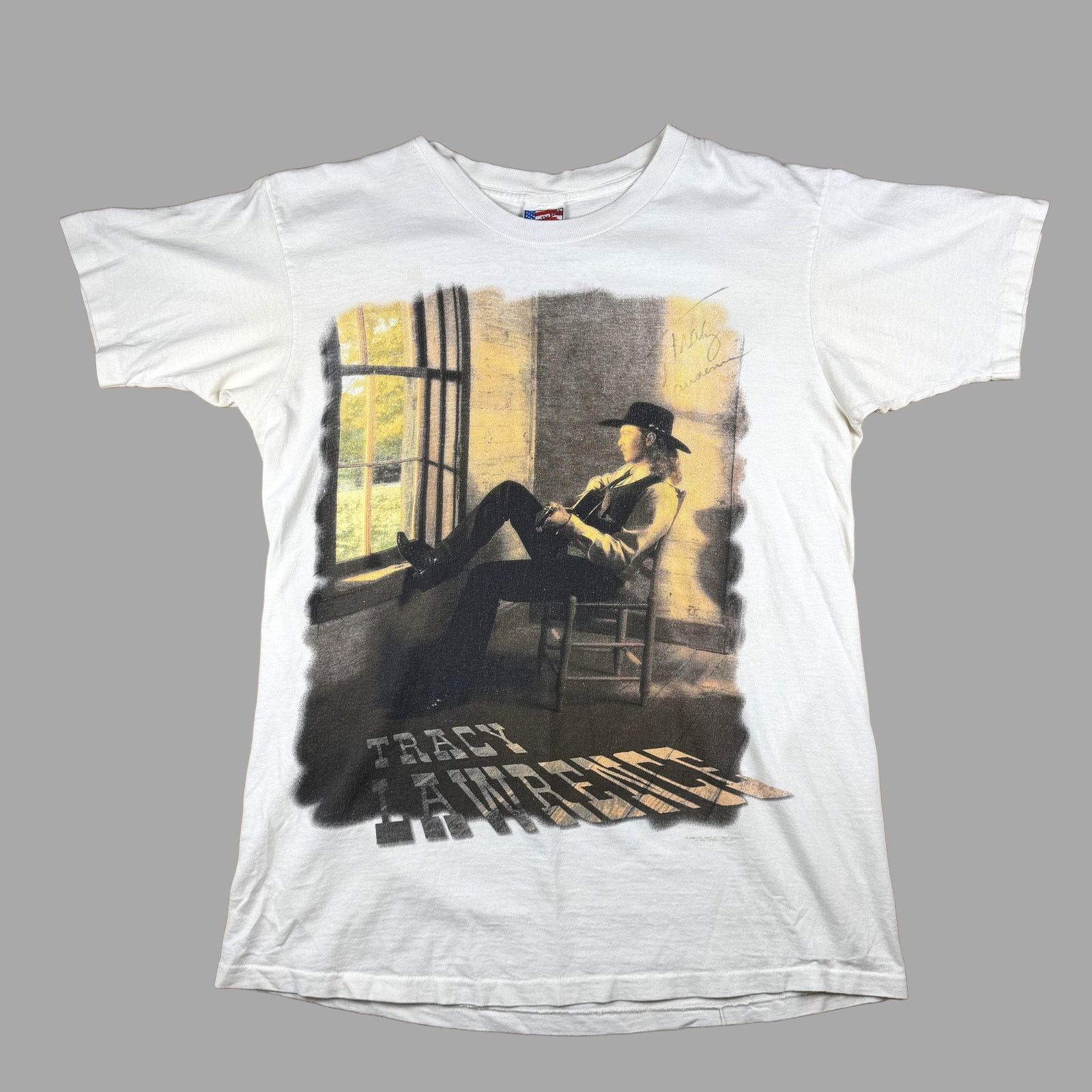 Vintage 1996 Tracy Lawrence Time Marches On Tee L Signed