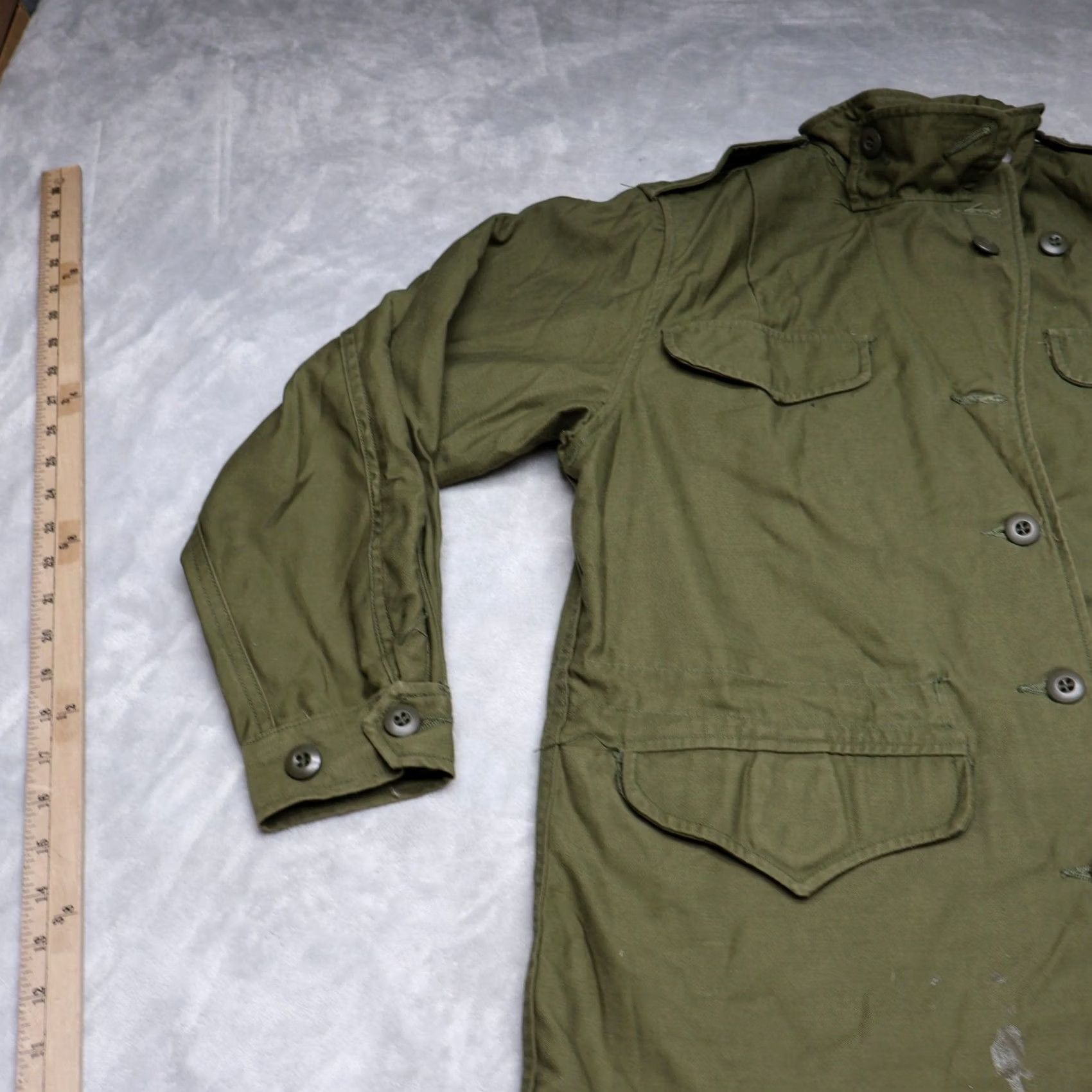 Vintage Military Jacket Canvas Green Mens Small Utility Rugged Work Size US S / EU 44-46 / 1 - 2 Thumbnail