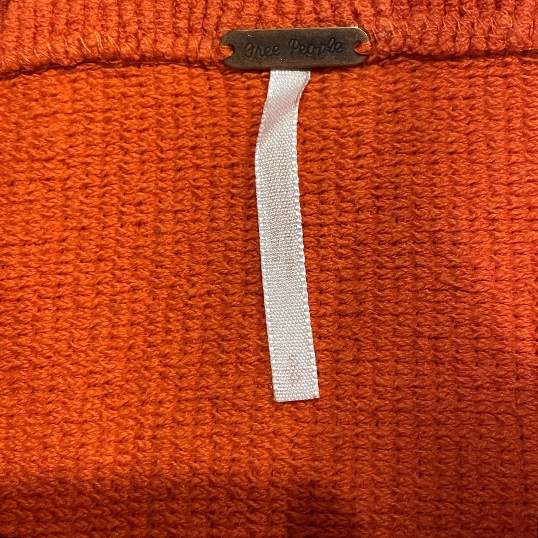 Free People Sweater Shirt Women S Orange Bohemian Oversized Mock Neck Raglan Sleeve Knit Pullover 90s/Classic Designer Brand Regular main image 2