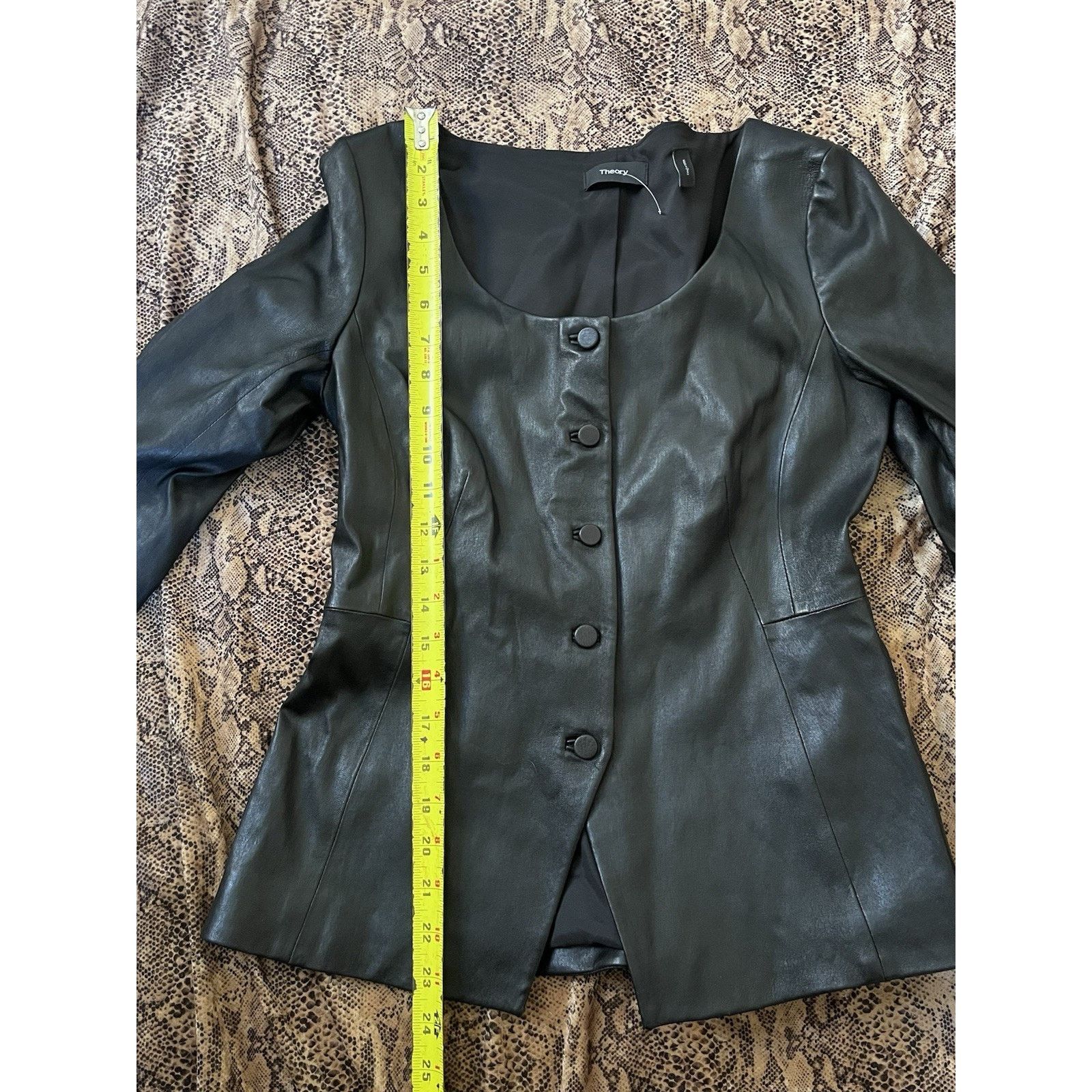 Theory Theory Scoop Neck Bristol Leather Button Jacket Structured Size XS / US 0-2 / IT 36-38 - 3 Thumbnail