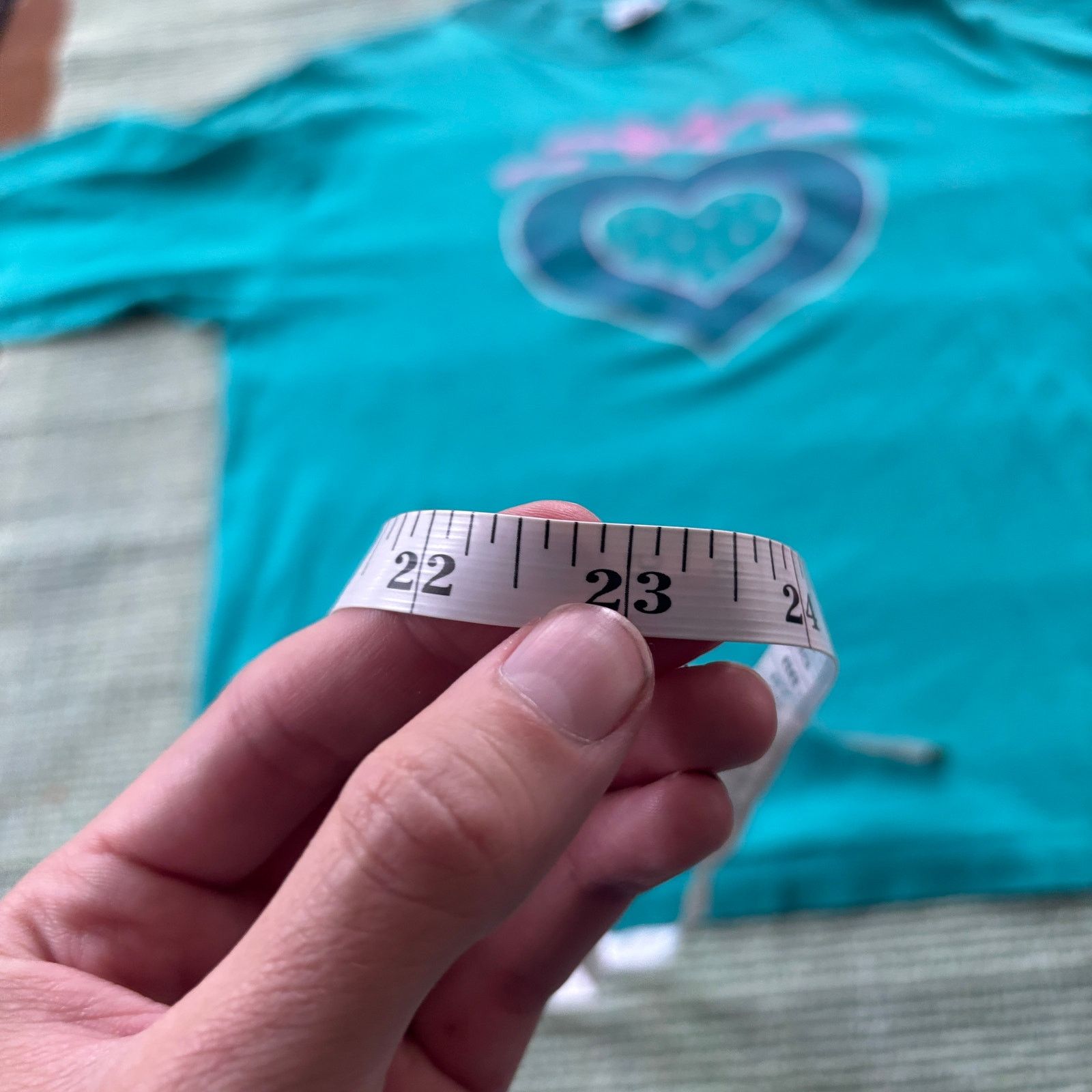 Vintage Vintage 90s Teal Green Heart Mock Neck Long Sleeve Shirt Size US L / EU 52-54 / 3 - 7 Thumbnail