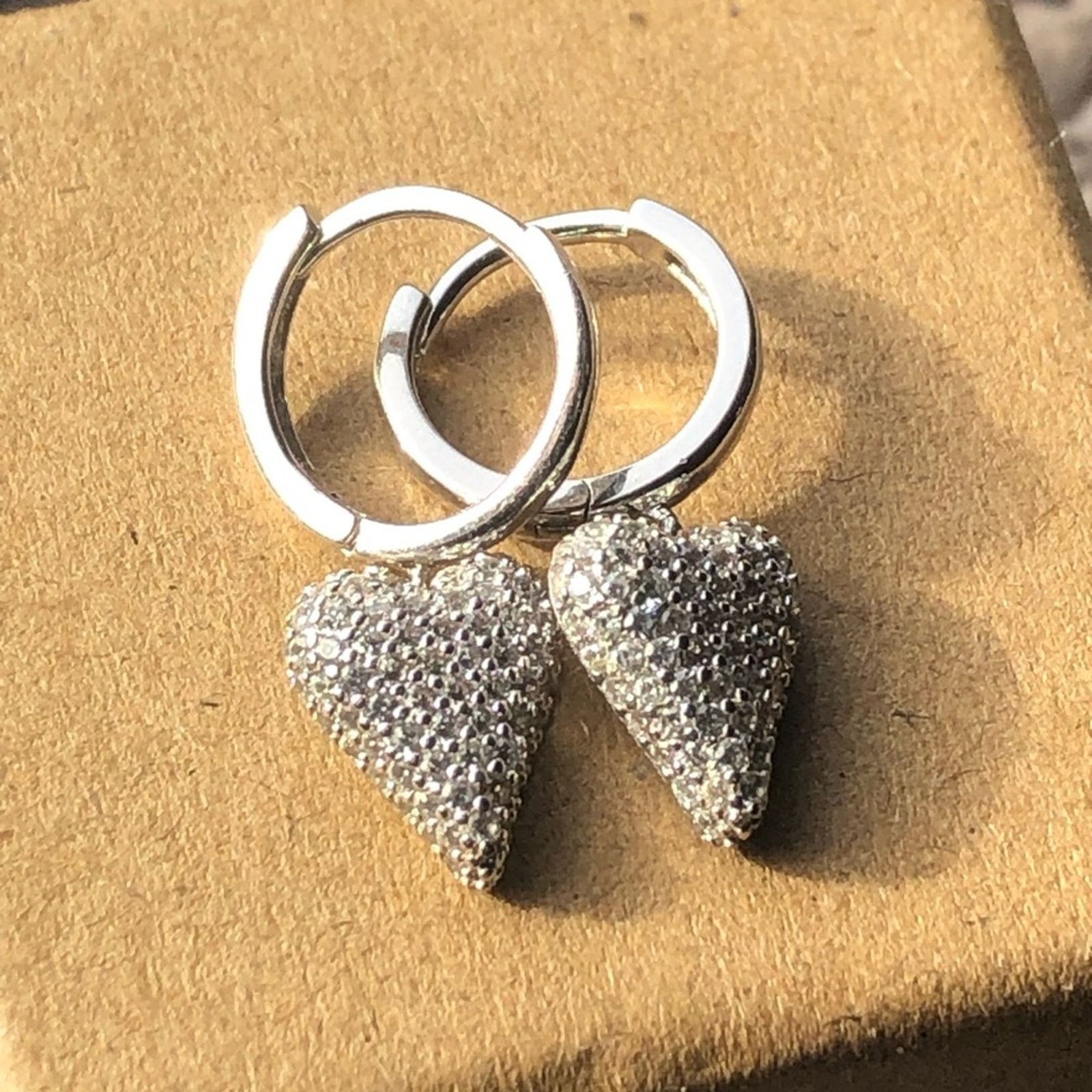 Other Pave CZ 925 sterling silver huggie dangle earrings Size ONE SIZE - 1 Thumbnail