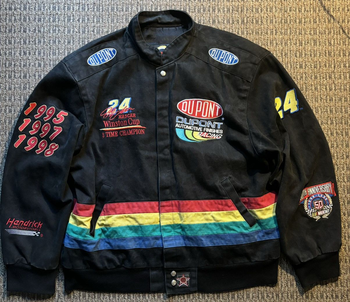 NASCAR × Vintage Vintage 90s NASCAR 3x Winston Cup 50th Anniversary Jacket Size US XL / EU 56 / 4 - 1 Thumbnail
