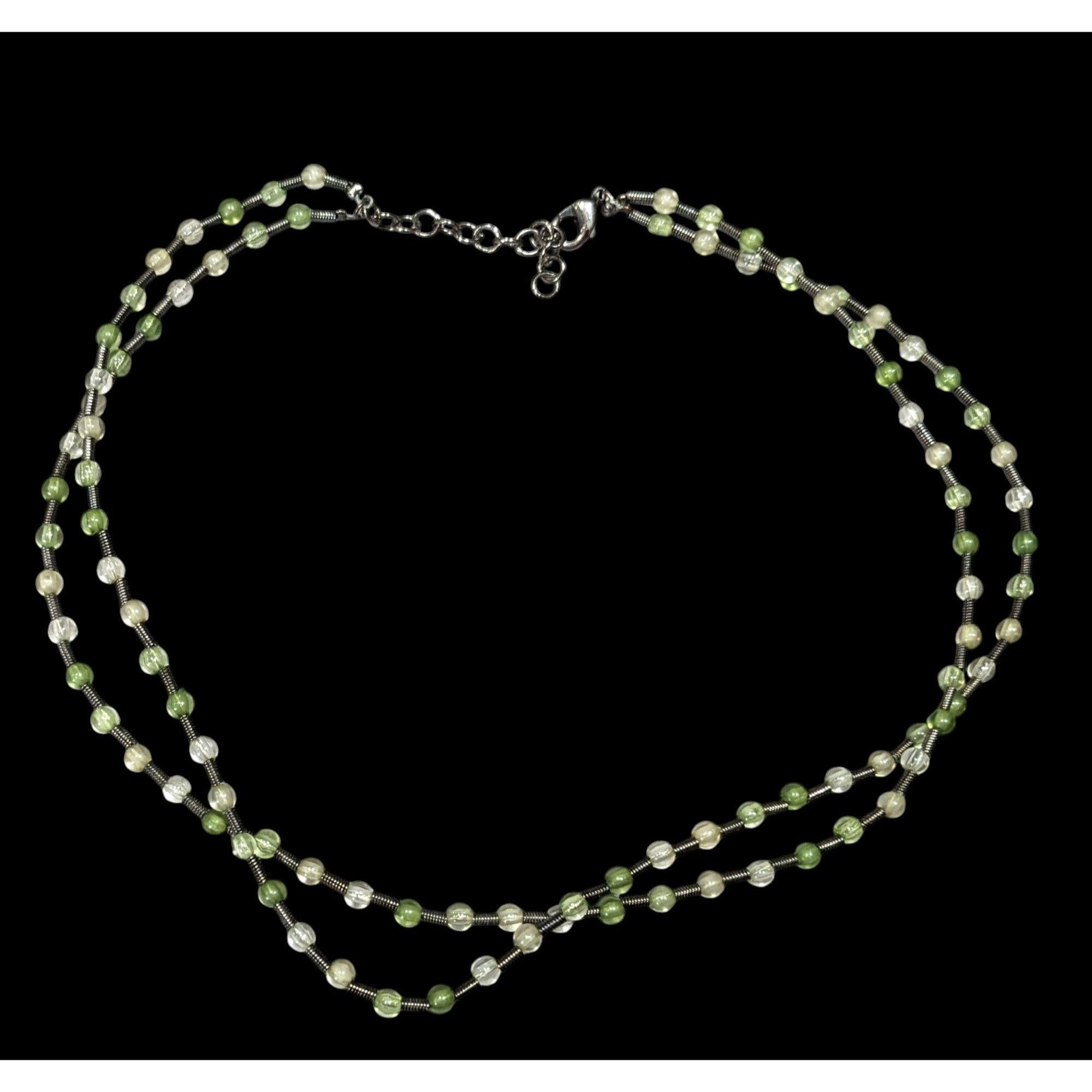 Other Earthy Clear And Green Glass Necklace With Metal Coil Spacer Size ONE SIZE - 1 Thumbnail