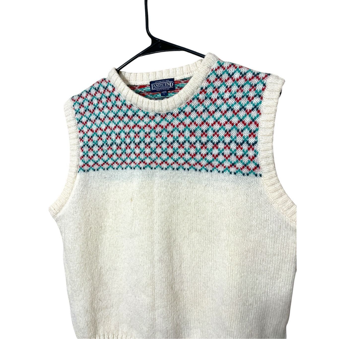 Lands' End Vintage Lands End 100% Wool Sweater Vest Size Large Size L / US 10 / IT 46 - 2 Thumbnail