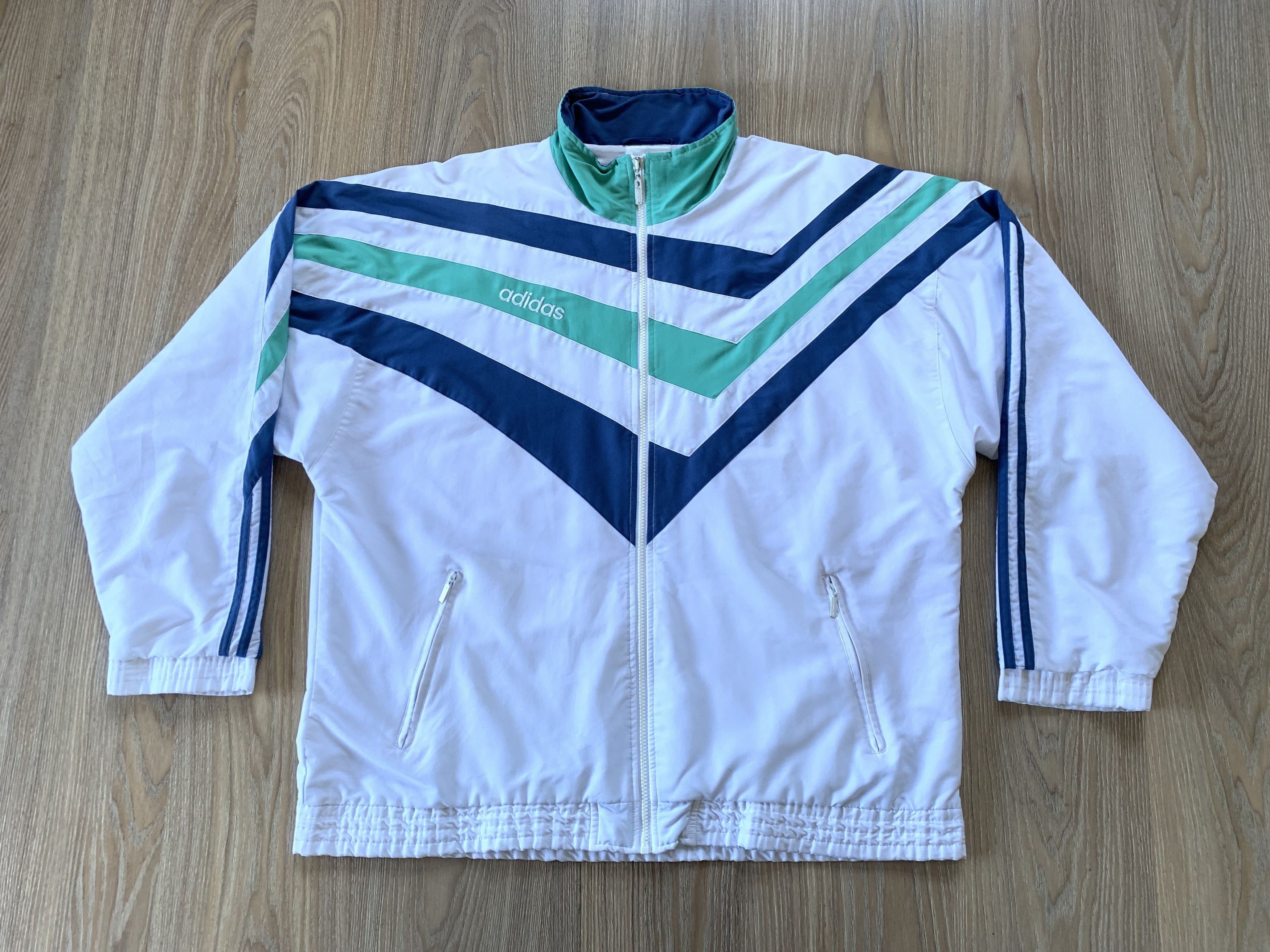 Adidas × Vintage Vintage Adidas D9 White Olympic Zip Jacket Size US XL / EU 56 / 4 - 2 Thumbnail