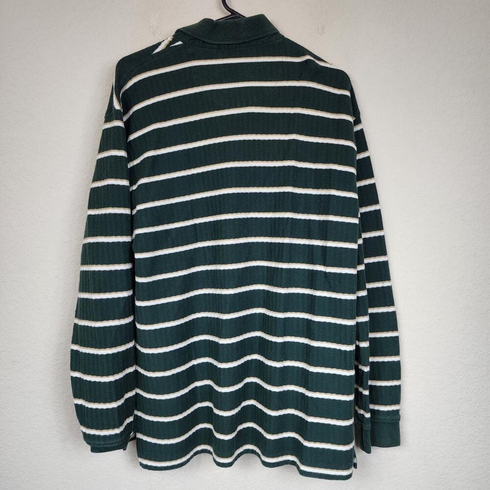 Roundtree & Yorke Large Cotton Roundtree & Yorke Green Striped Long Sleeve Size US L / EU 52-54 / 3 - 4 Thumbnail