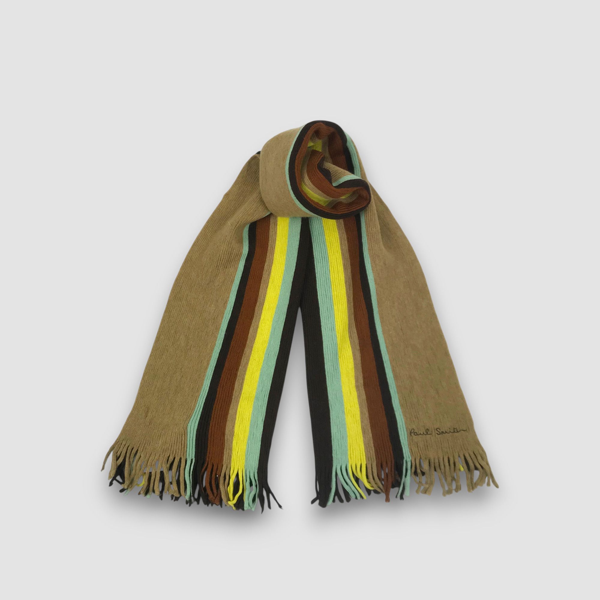 Paul Smith Vintage Paul Smith Scarf Muffler Ribbed Knit Fringe Scarves Size ONE SIZE - 4 Thumbnail