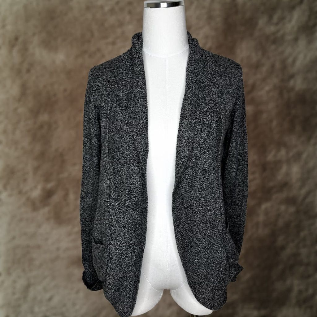 Vintage Silence + Noise Cardigan Open Knit Marled Gray Black Pockets Med Women Sweater Light Coat" Size M / US 6-8 / IT 42-44 - 1 Thumbnail