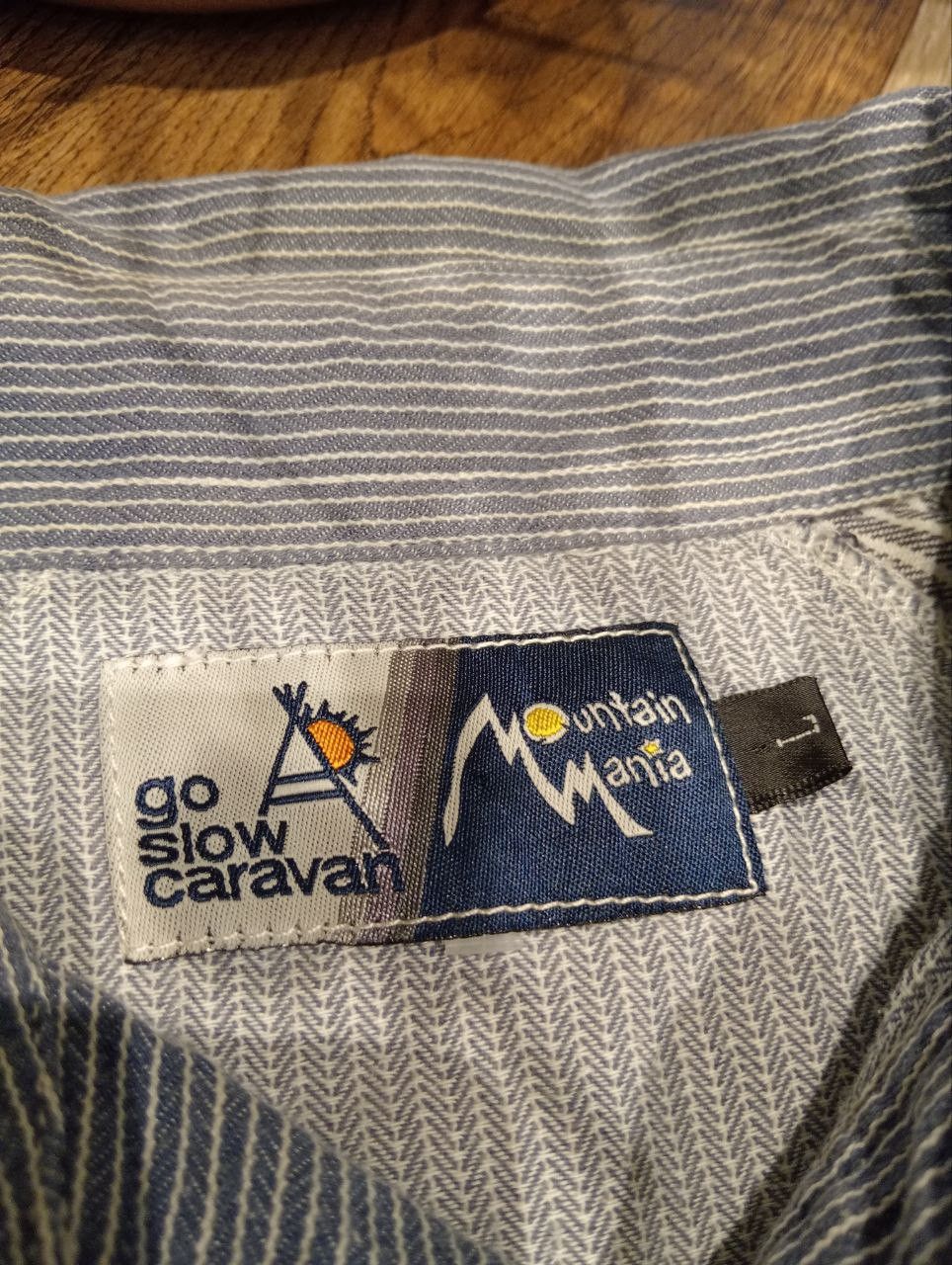 go slow caravan GO SLOW CARAVAN MOUNTAIN MANIA HICKORY DENIM SHIRT - SIZE L Size US L / EU 52-54 / 3 - 6 Thumbnail