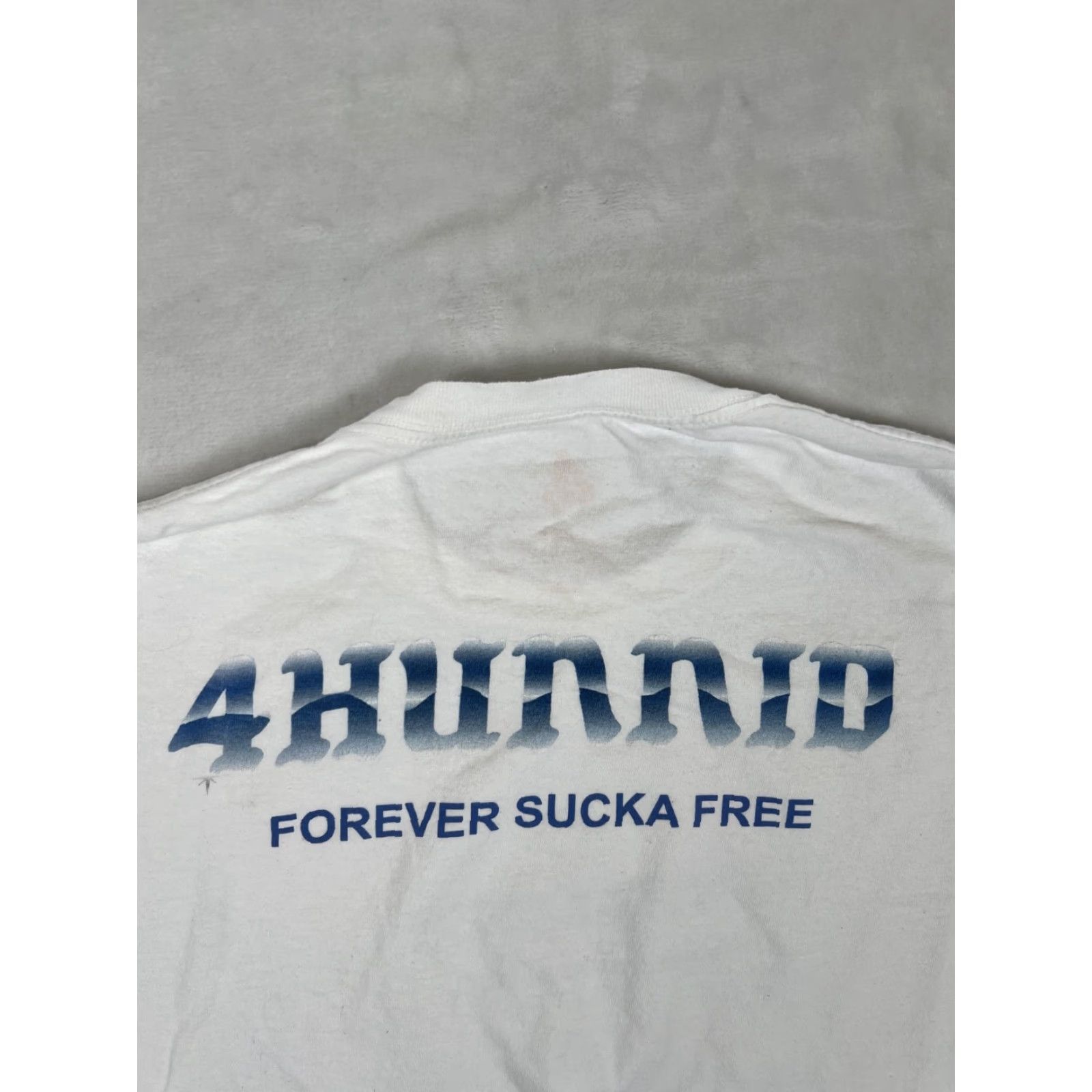 Vintage VINTAGE 4 Hunnid T-Shirt Forever Sucka Free Hip Hop Graphic Print Beige M Men Short Sleeve Large White Size US M / EU 48-50 / 2 - 7 Thumbnail