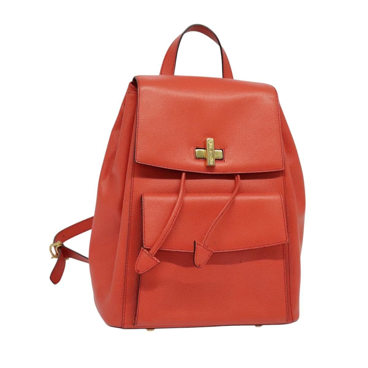 Celine CELINE Backpack Leather Orange Gold Size ONE SIZE - 1 Thumbnail