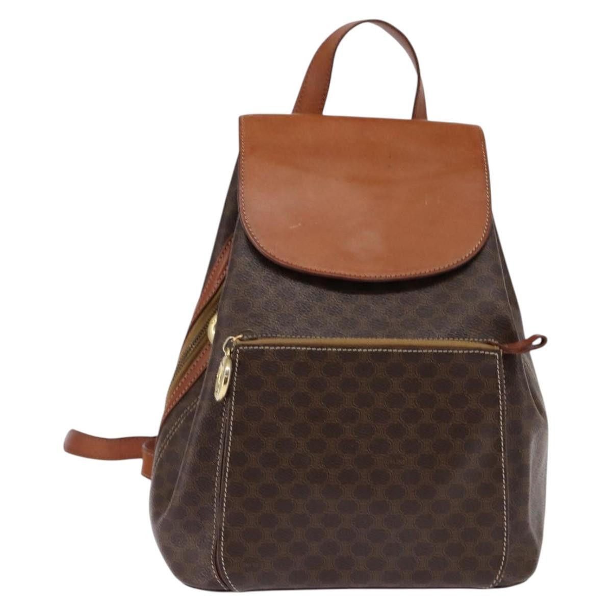Celine CELINE Macadam Canvas Backpack Pvc Leather Brown Gold Size ONE SIZE - 2 Thumbnail